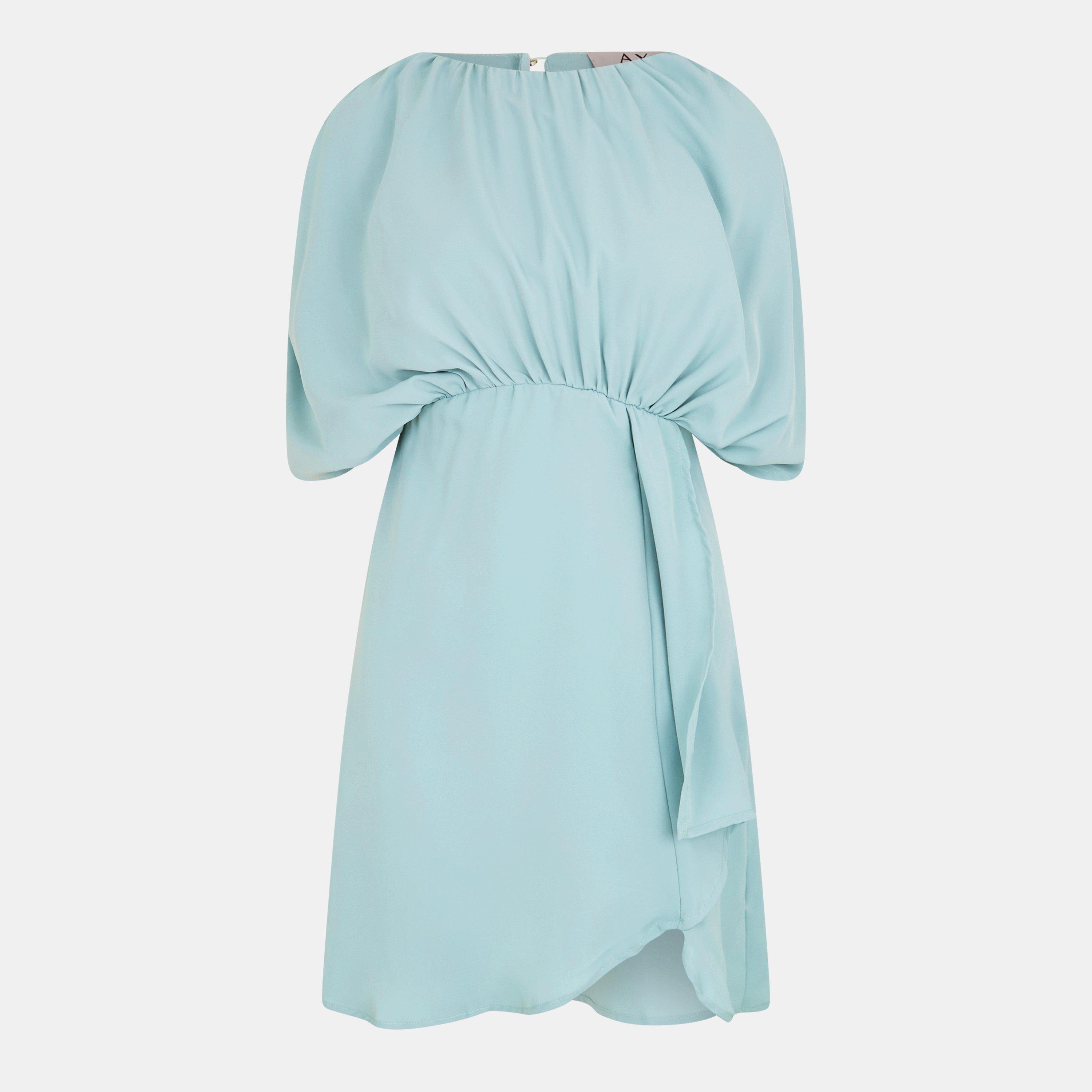 Blue - AX Paris - Duck Egg Batwing Gathered Top Mini Dress - 1