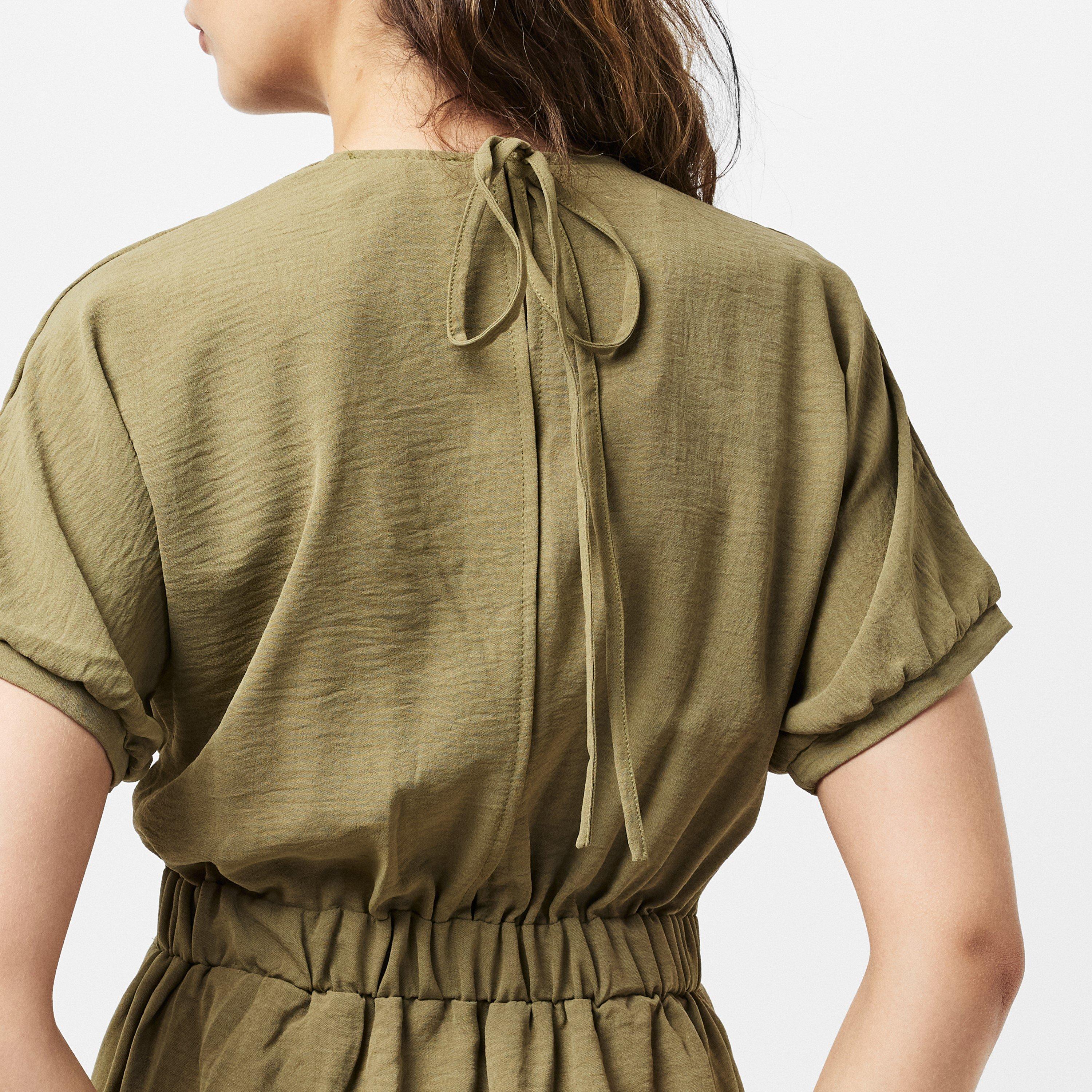 Green - AX Paris - Khaki Twist Front Maxi Smock Dress - 5
