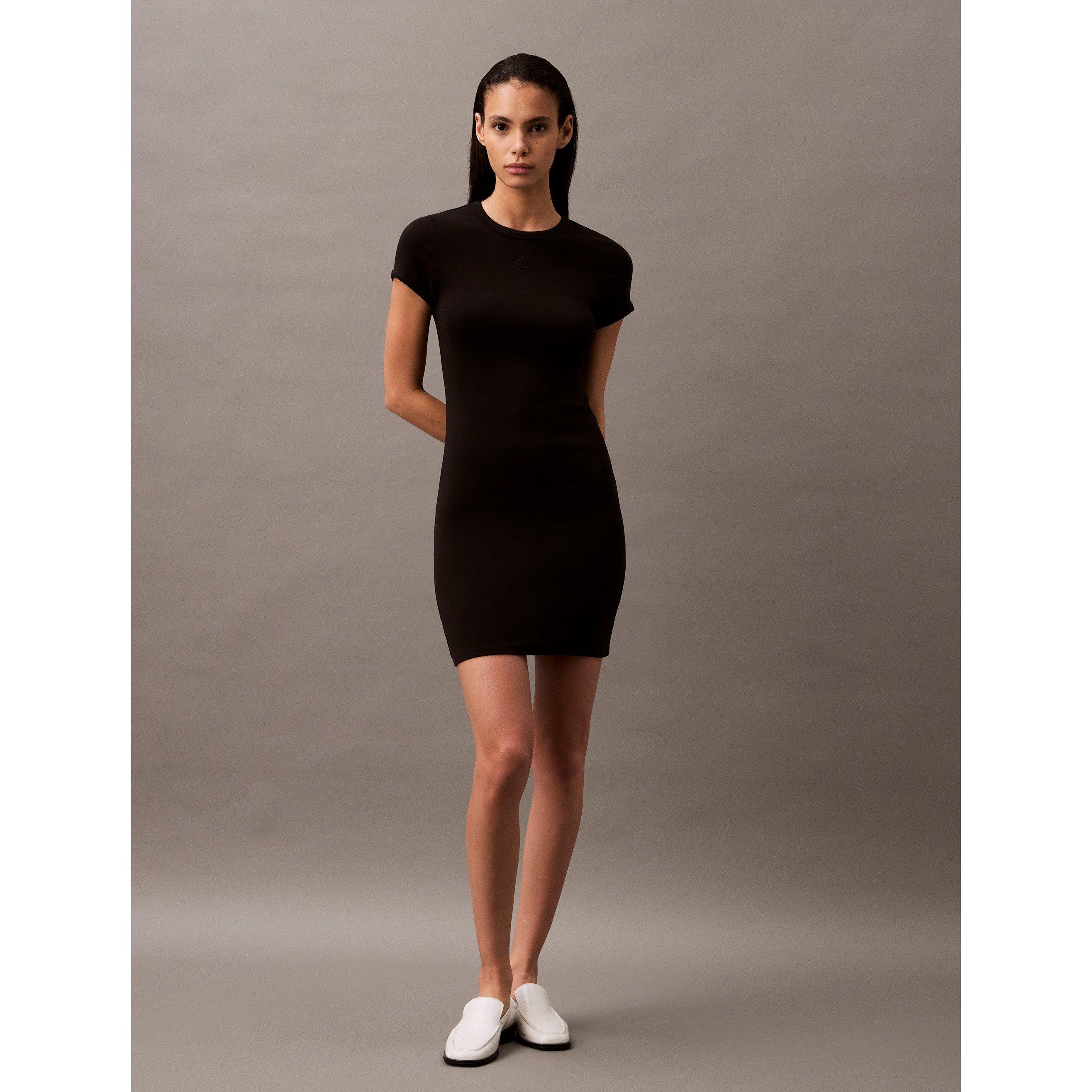 Black - Calvin Klein Jeans - Women's Short-Sleeve Rib Mini Dress - 2
