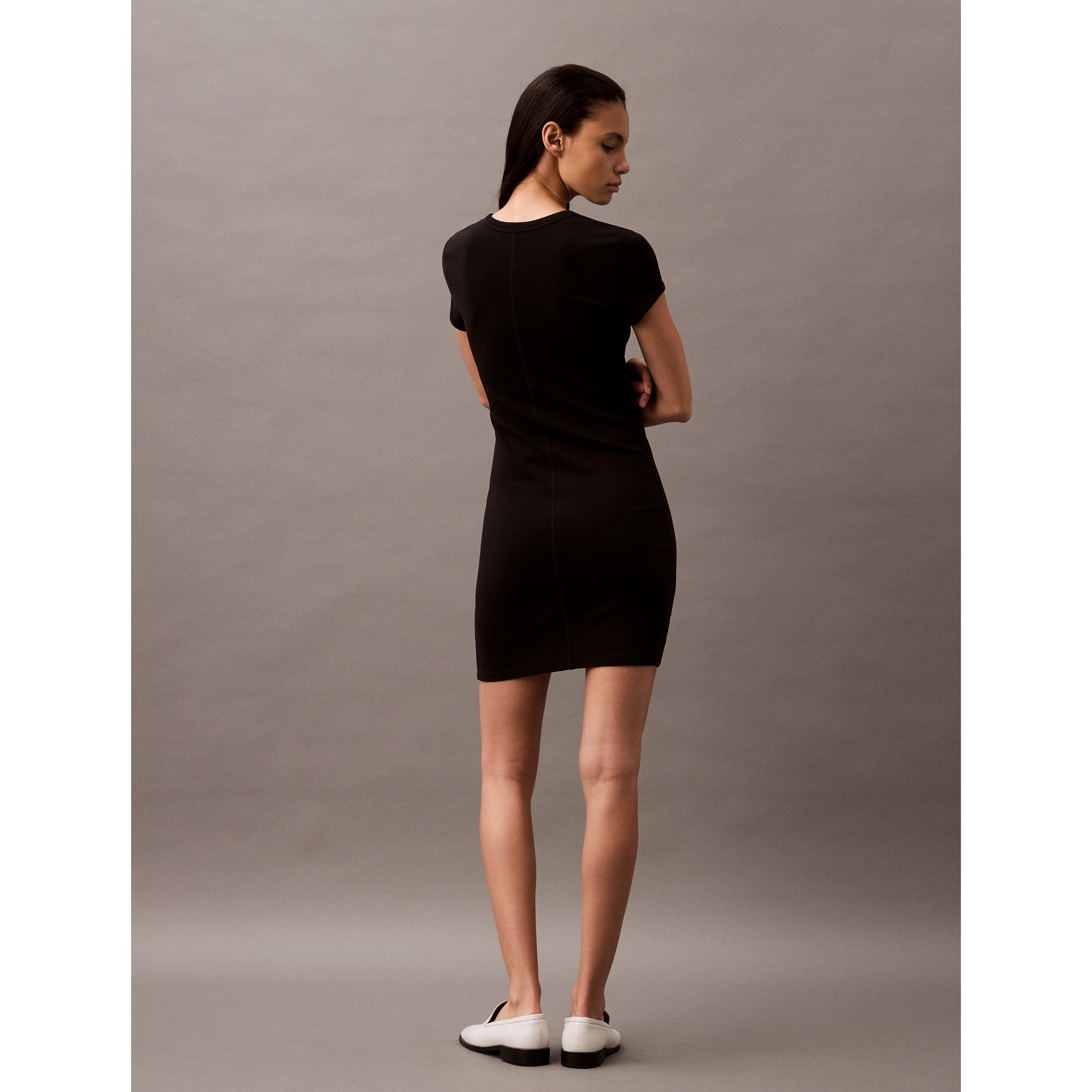 Black - Calvin Klein Jeans - Women's Short-Sleeve Rib Mini Dress - 3
