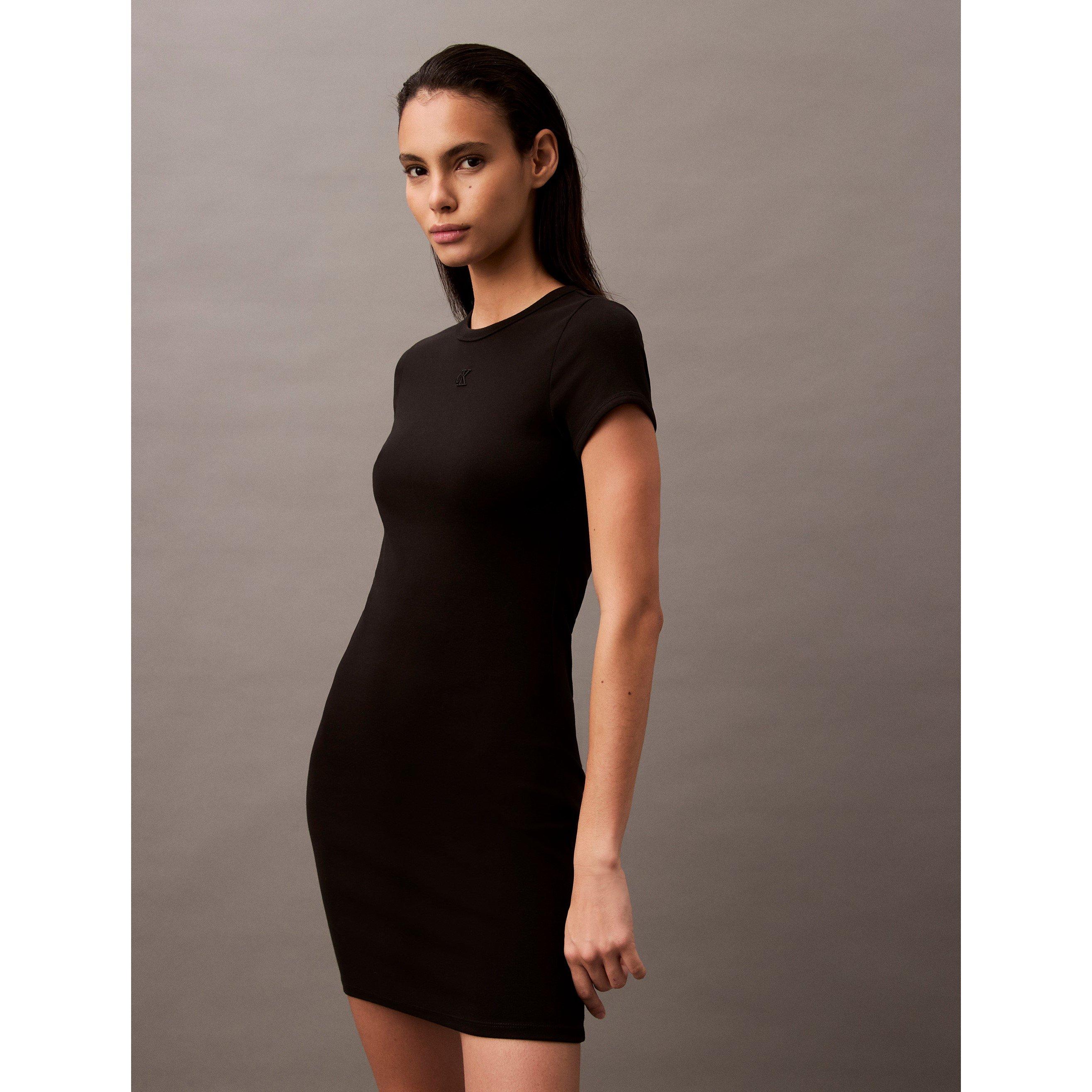 Black - Calvin Klein Jeans - Women's Short-Sleeve Rib Mini Dress - 4