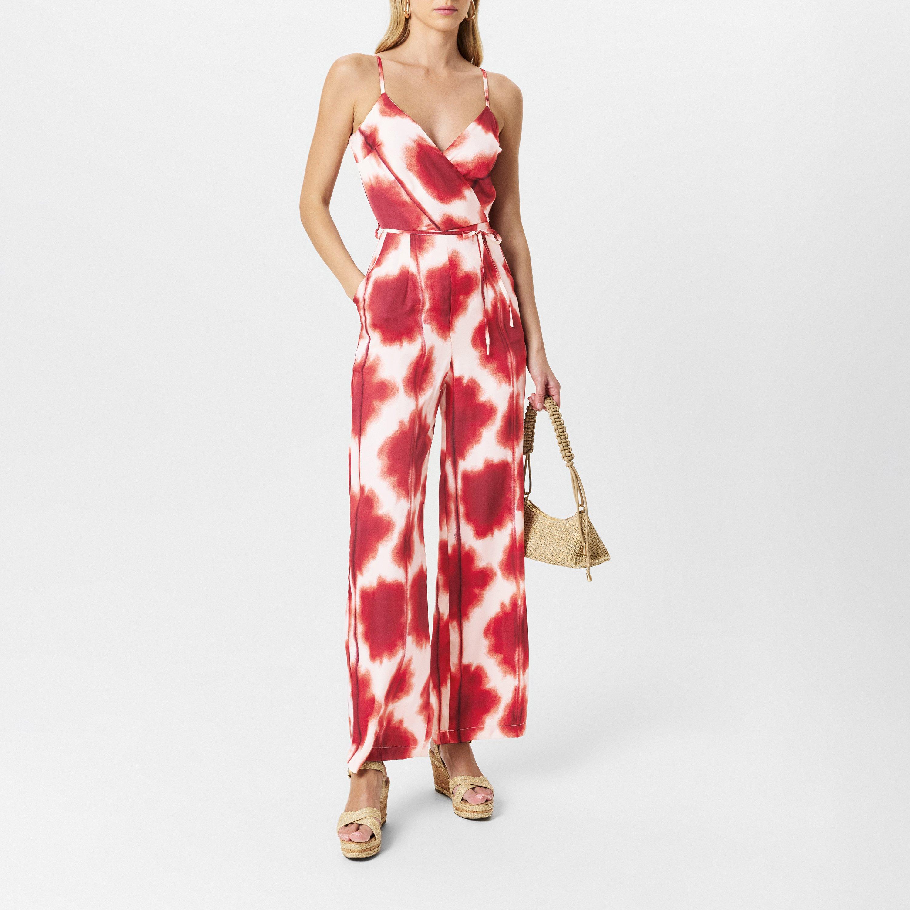 Multi - AX Paris - Rust Printed Strappy Tie Waist Jumpsuit - 6