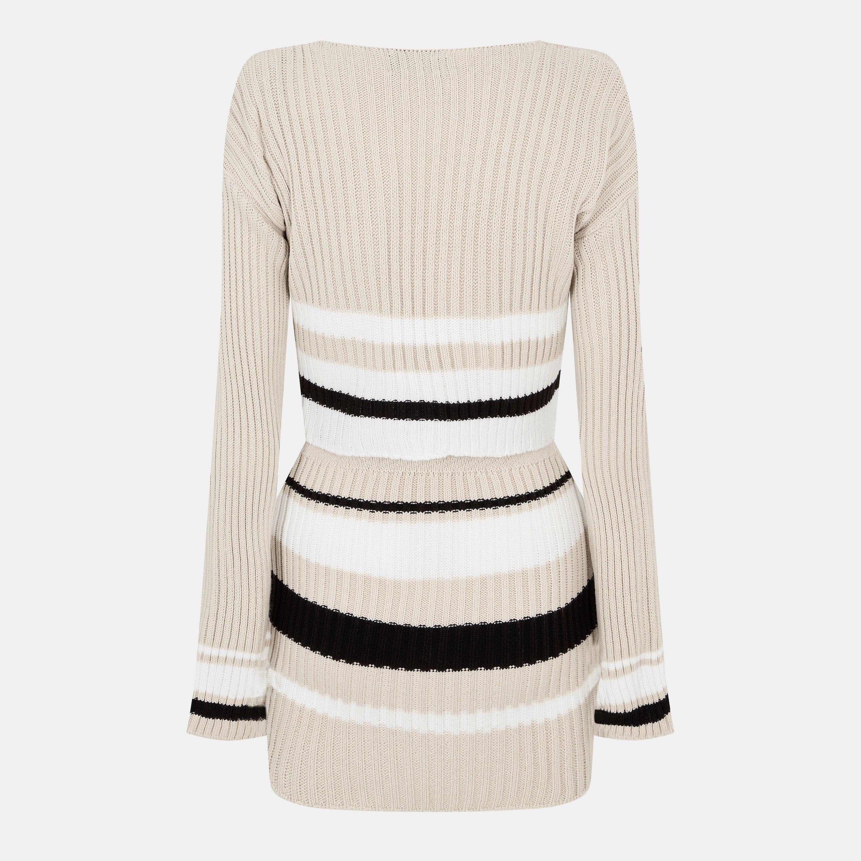 Beige - AX Paris - Stone Striped Knitted Co-ord - 2