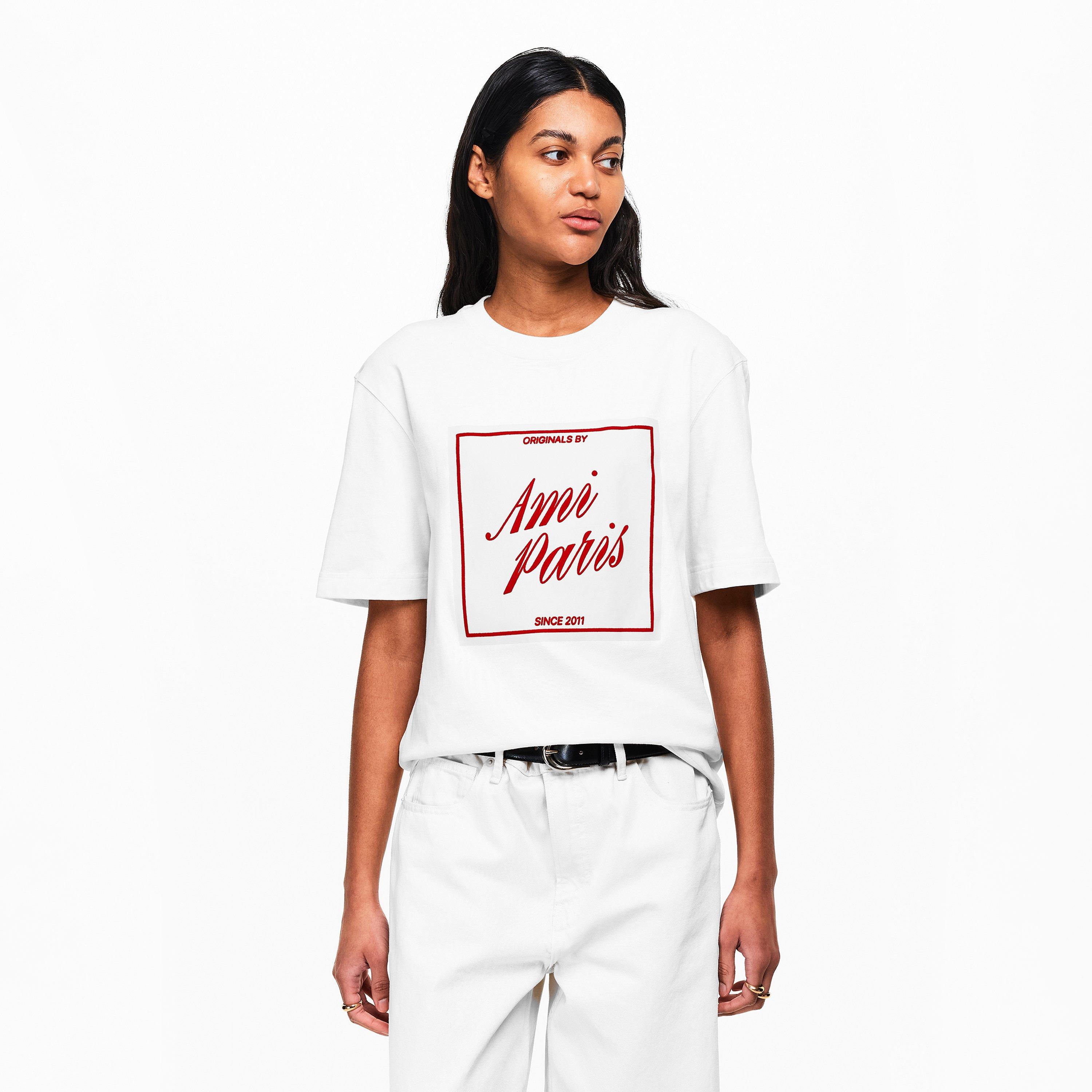 Ami Paris | Women's Cotton Short-Sleeve Oversized T-Shirt | Flannels