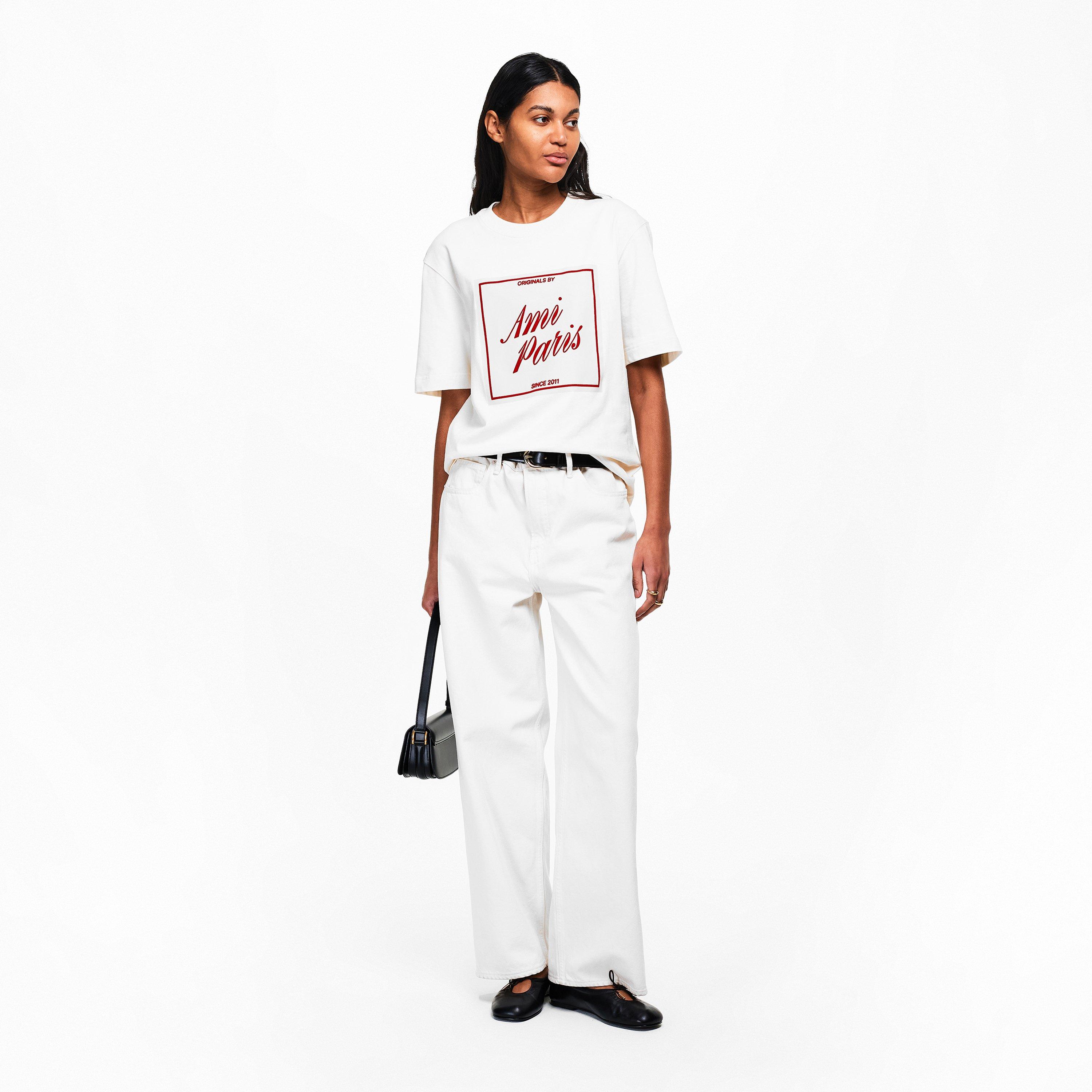 Blanc - Ami Paris - Ami Label Tee Ld61 - 5