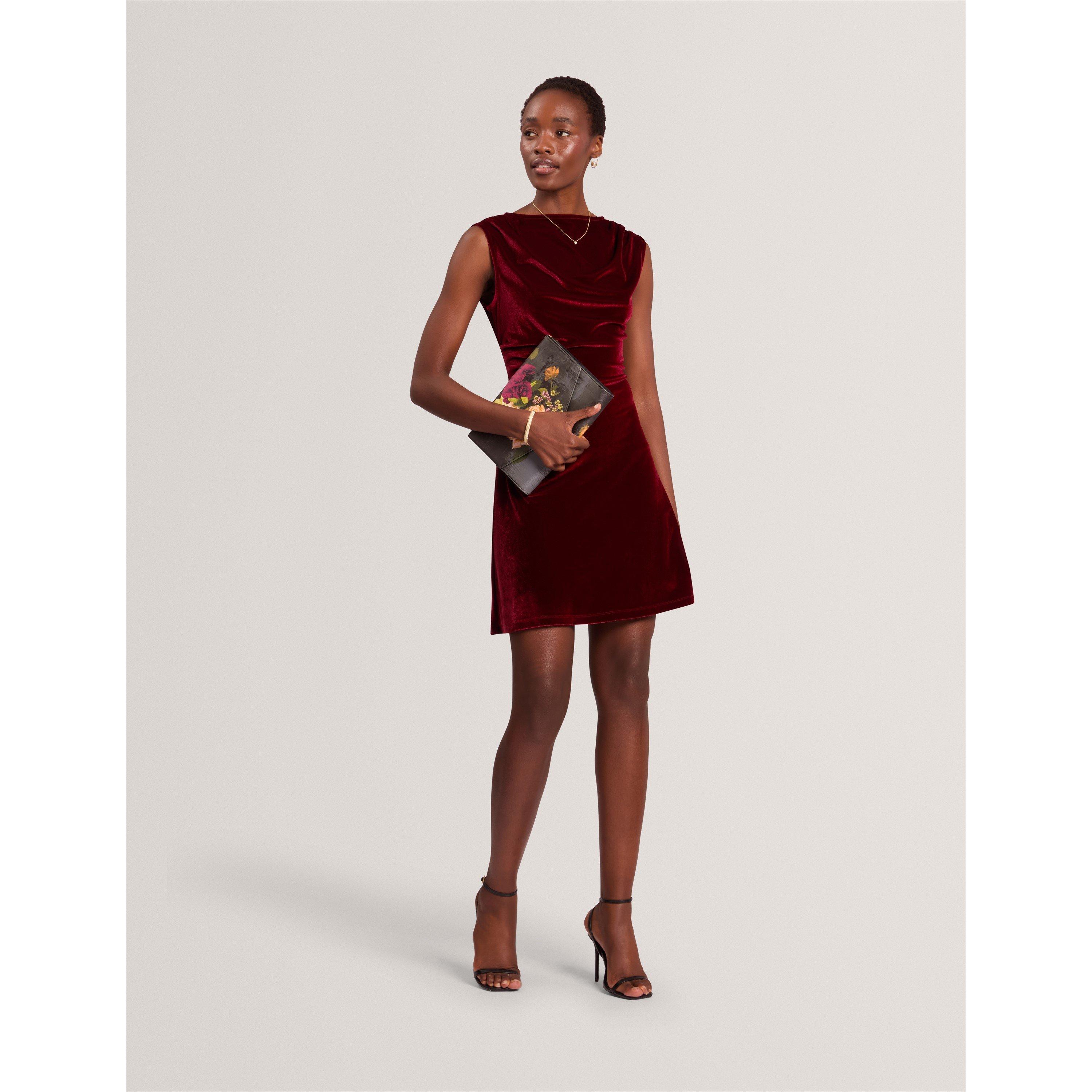 Maroon - Ted Baker - Ted Min Velvet Dress Ld64 - 2
