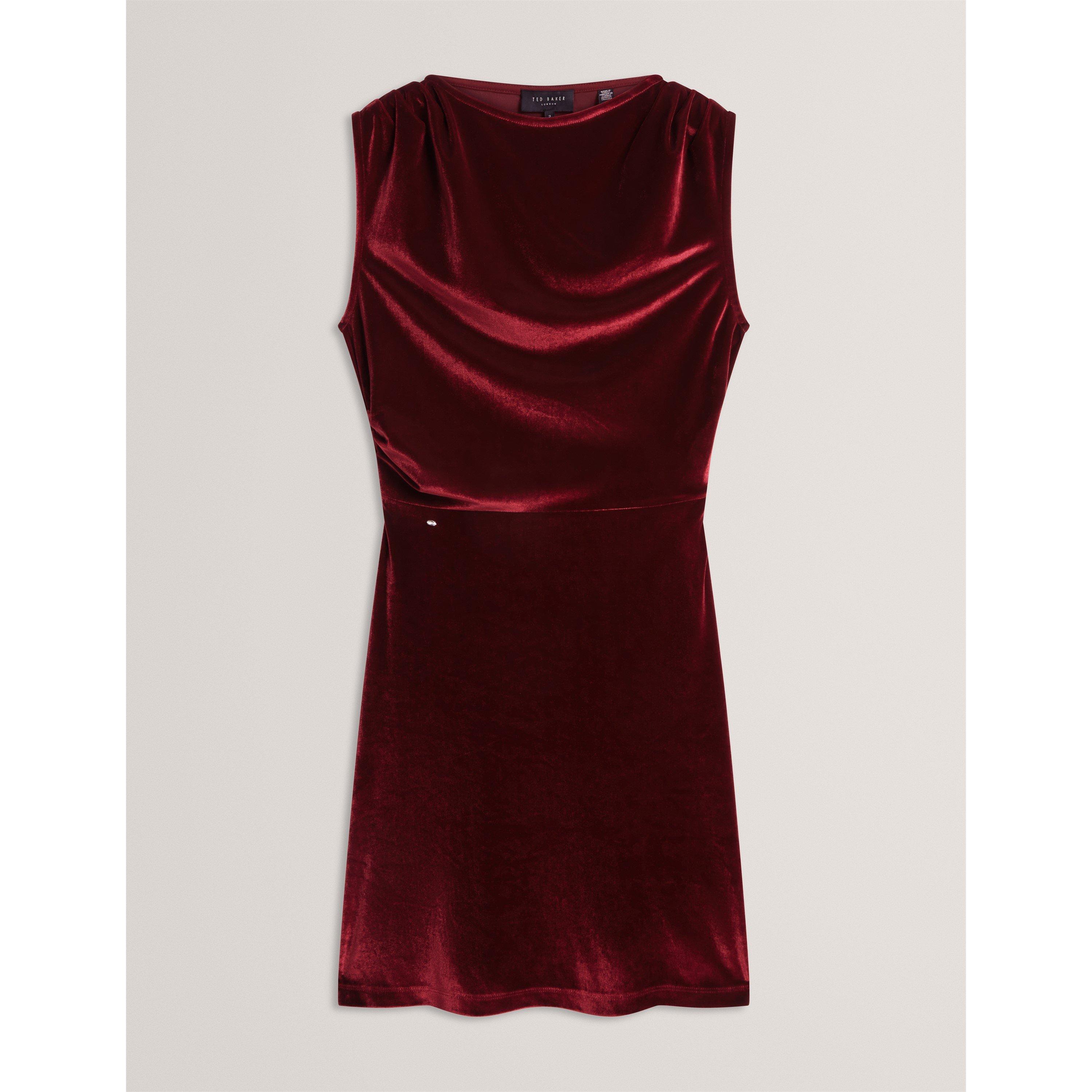 Maroon - Ted Baker - Ted Min Velvet Dress Ld64 - 7