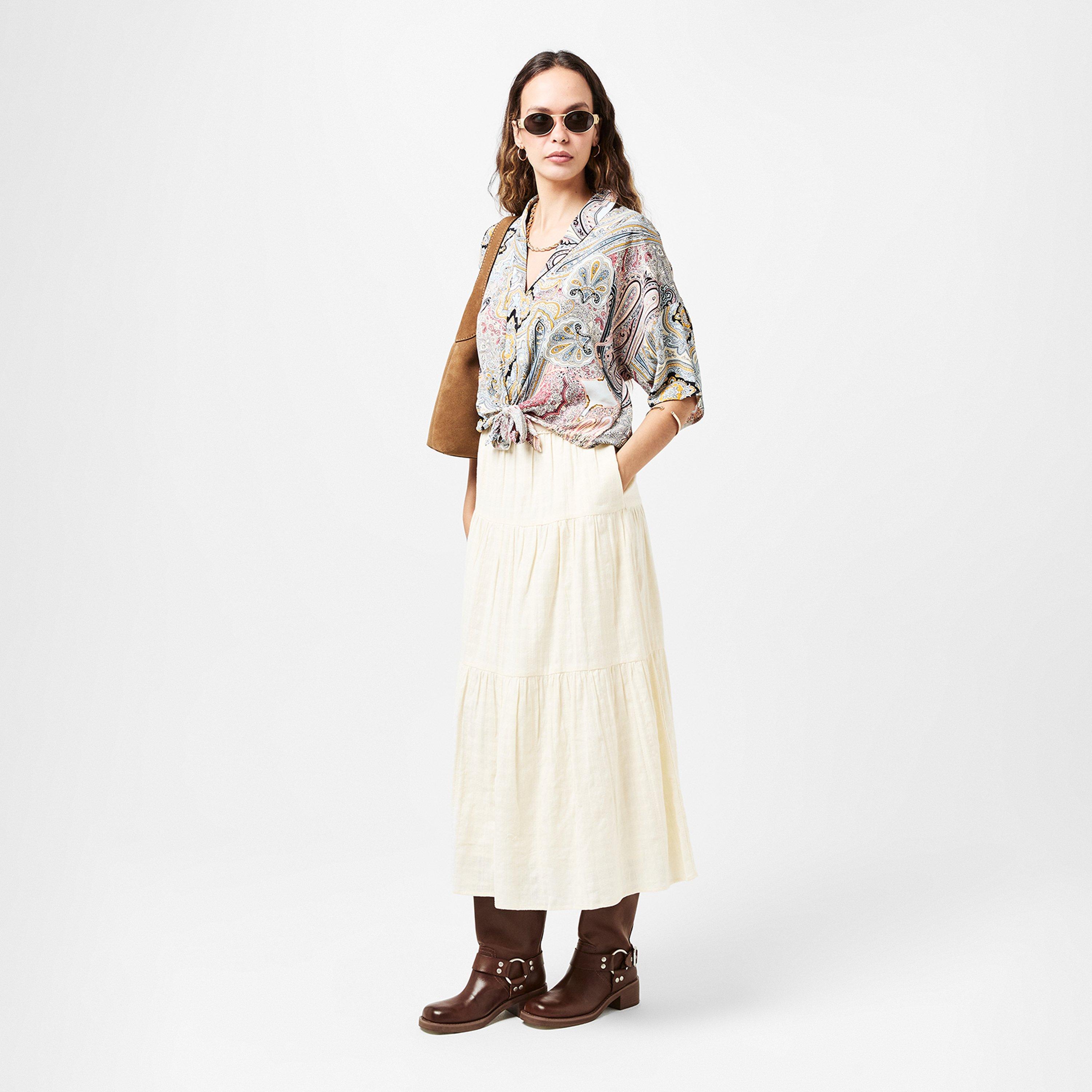 Multi - AX Paris - Multi Paisley Printed Tie Waist Crop Shirt - 6