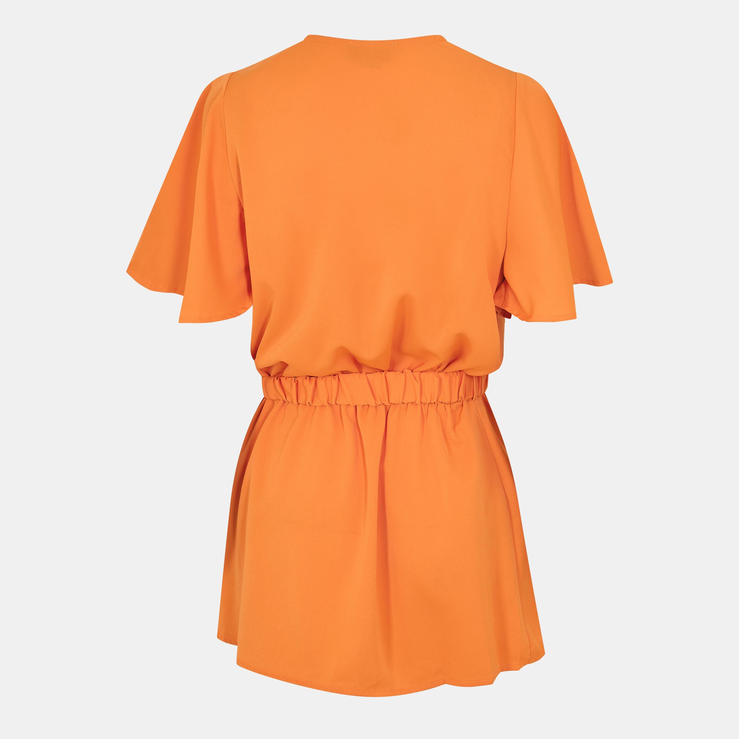 Orange - AX Paris - Short Sleeve Wrap Belted Top - 2
