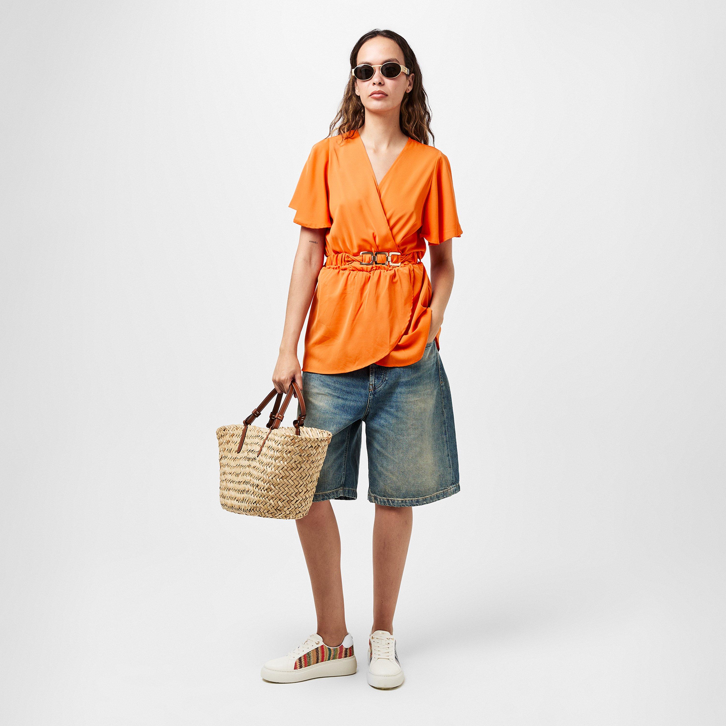 Orange - AX Paris - Short Sleeve Wrap Belted Top - 6