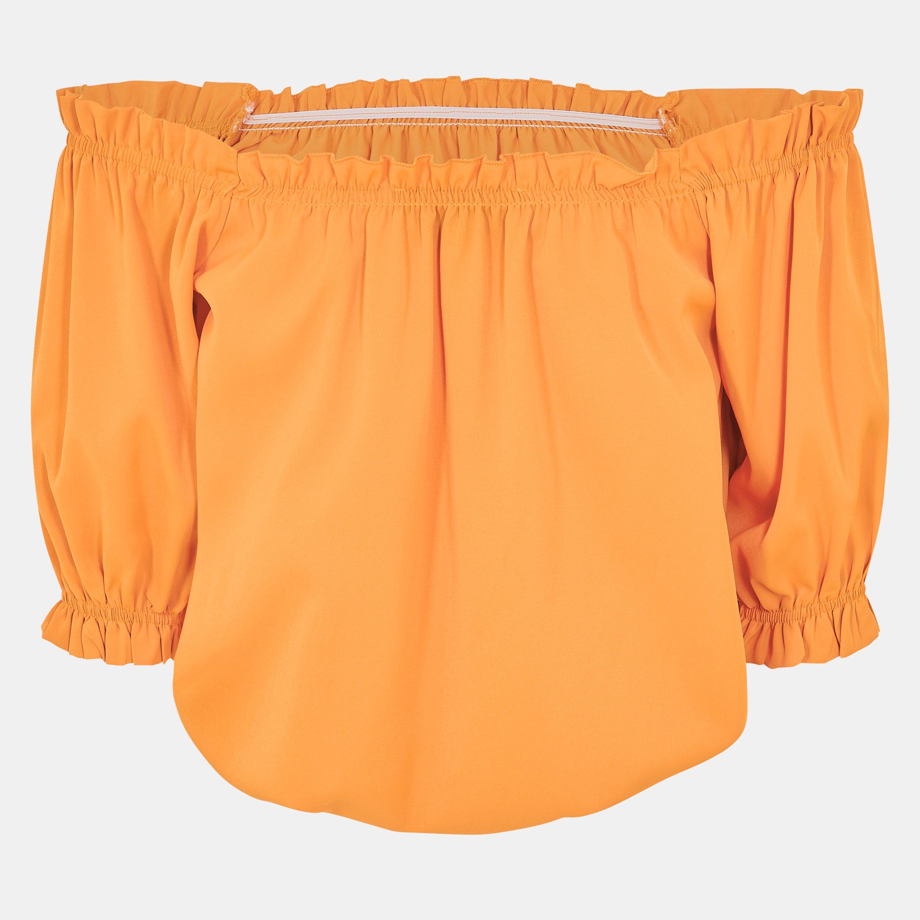 Orange - AX Paris - Elasticated Off The Shoulder Frill Detail Top - 2