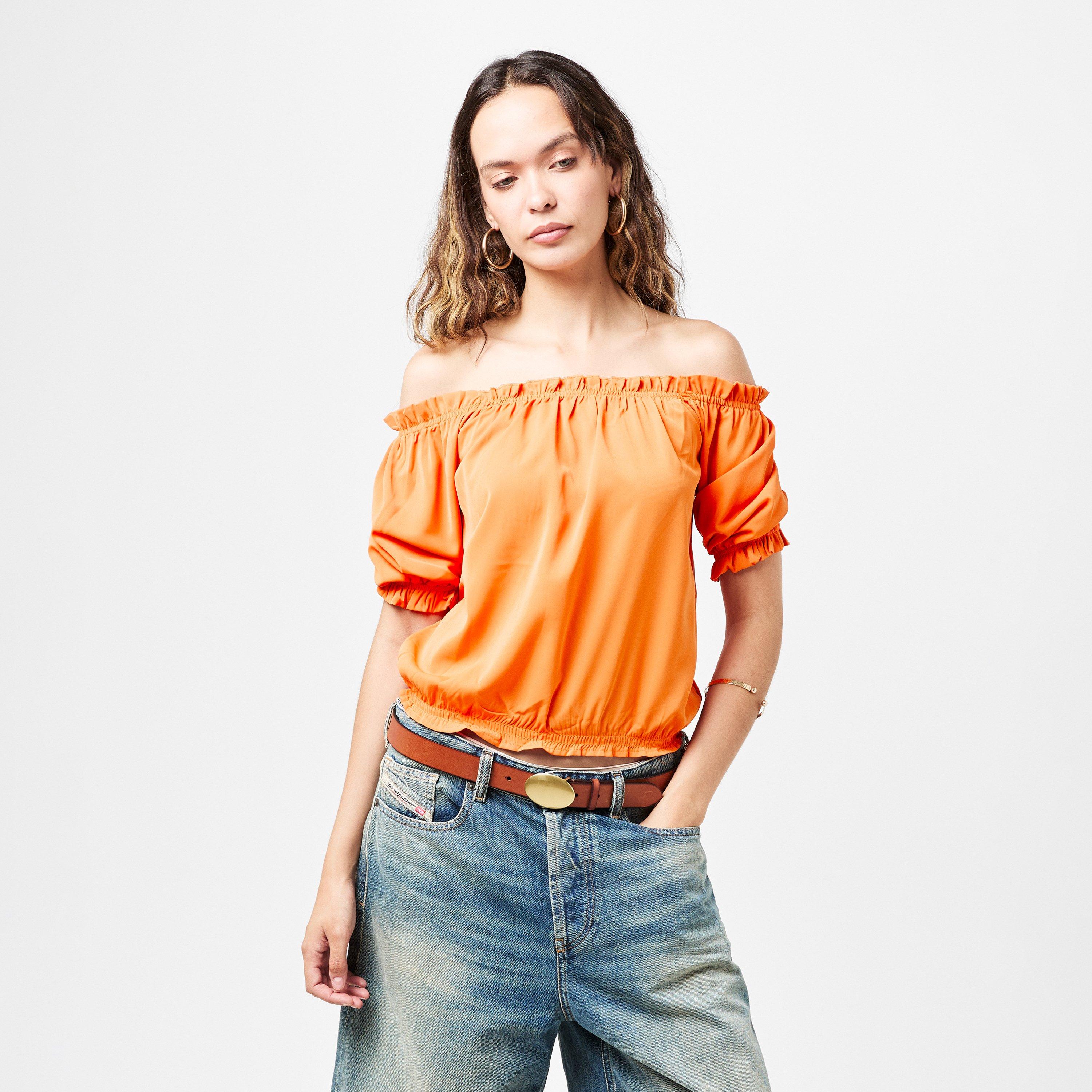 Orange - AX Paris - Elasticated Off The Shoulder Frill Detail Top - 3
