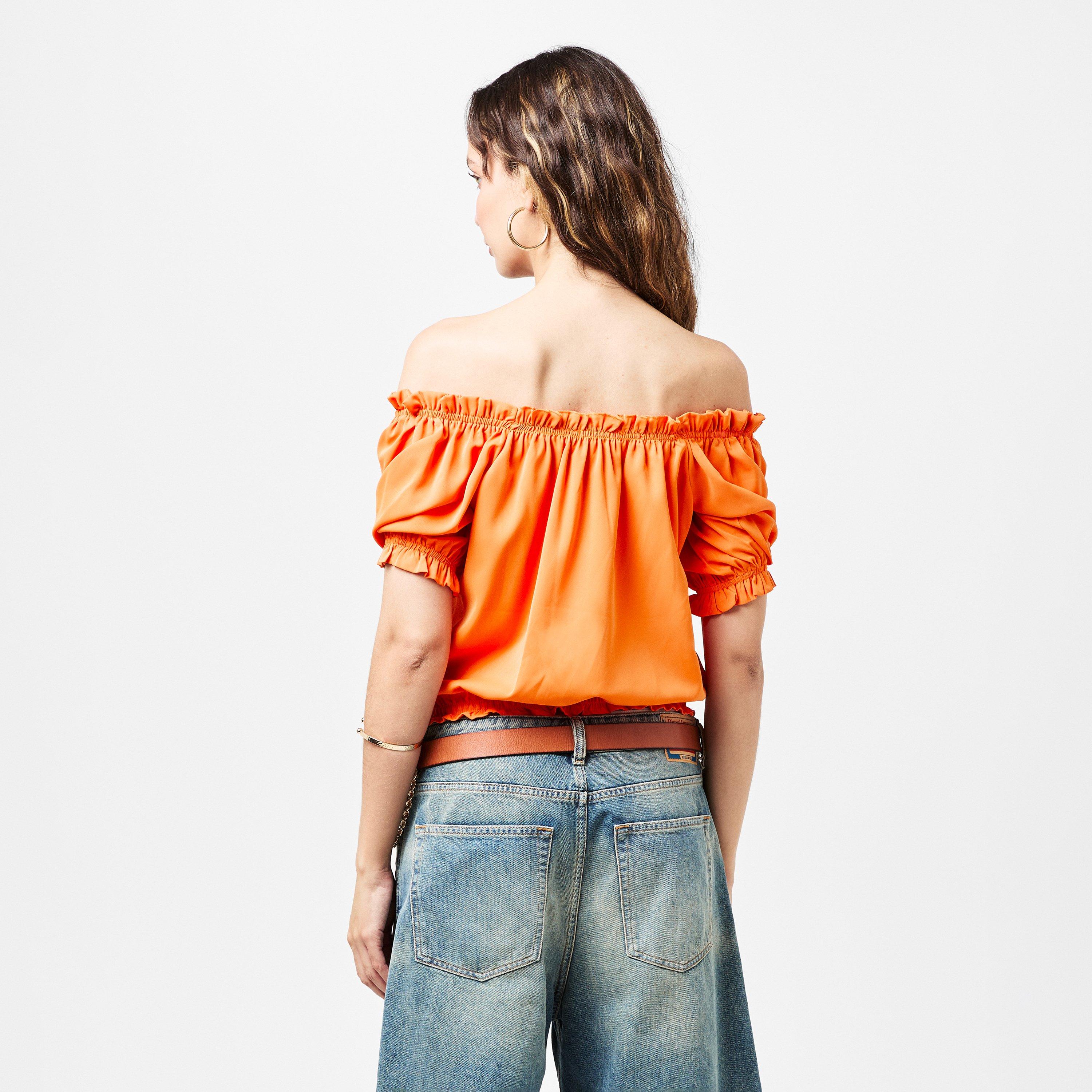 Orange - AX Paris - Elasticated Off The Shoulder Frill Detail Top - 4