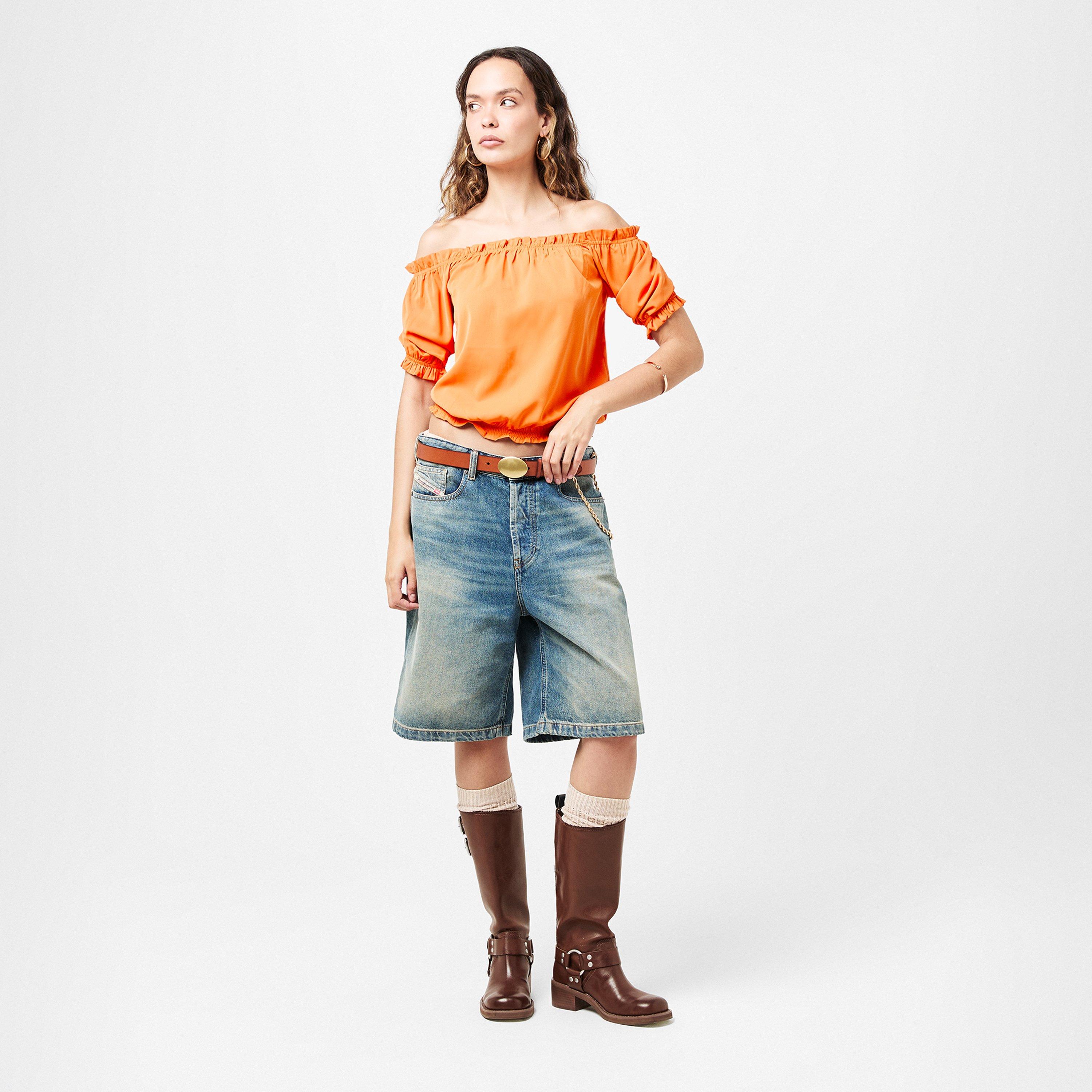 Orange - AX Paris - Elasticated Off The Shoulder Frill Detail Top - 6