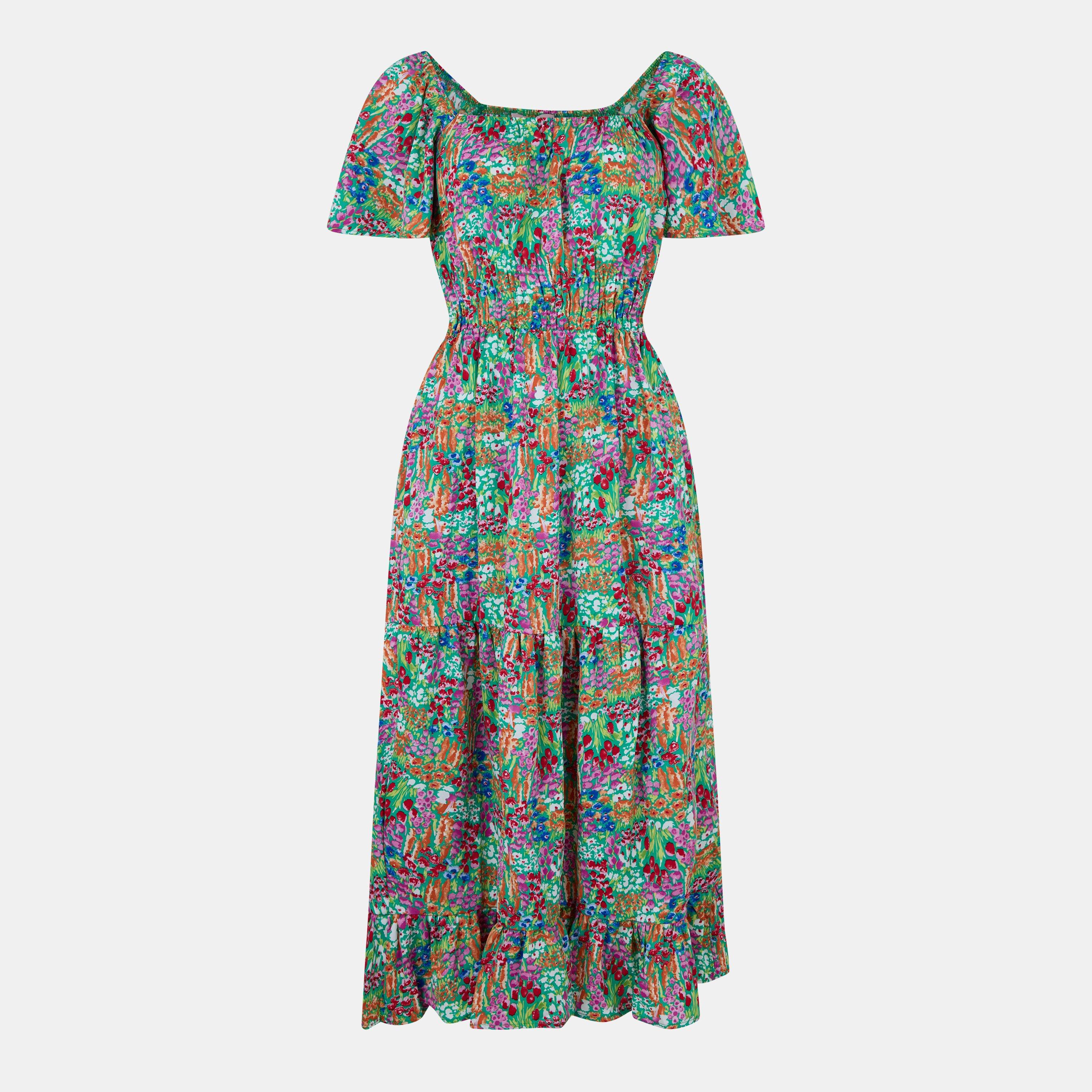 Multi - AX Paris - Multi Garden Print Frill Hem Midi Dress - 1