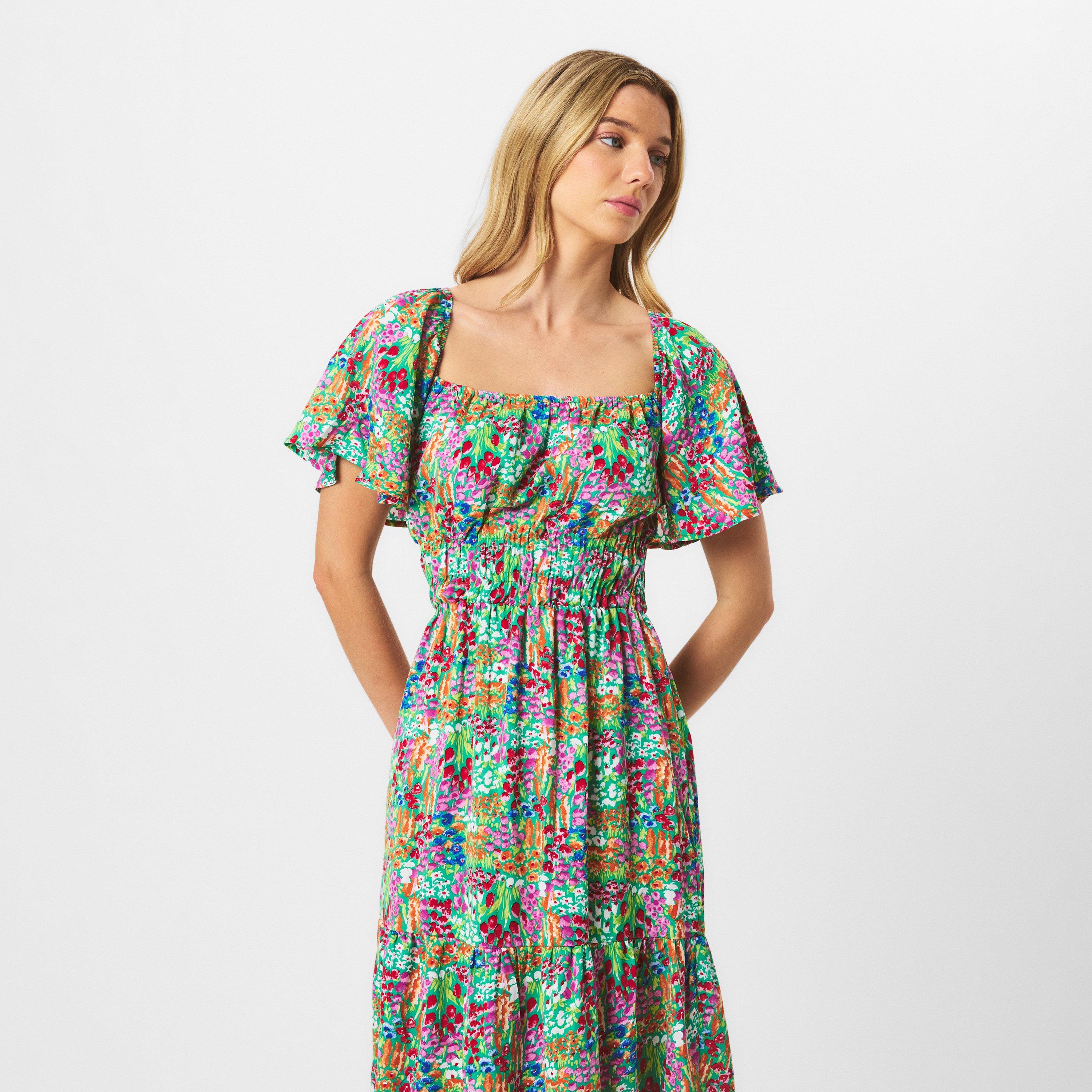 Multi - AX Paris - Multi Garden Print Frill Hem Midi Dress - 3