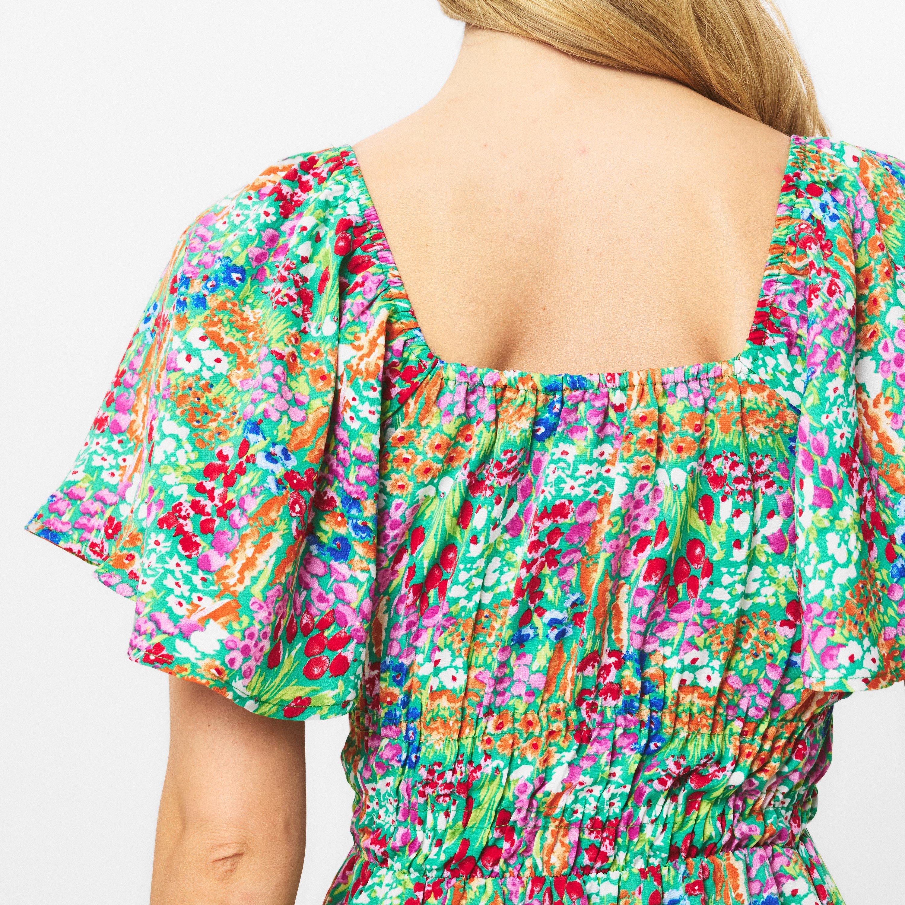 Multi - AX Paris - Multi Garden Print Frill Hem Midi Dress - 5