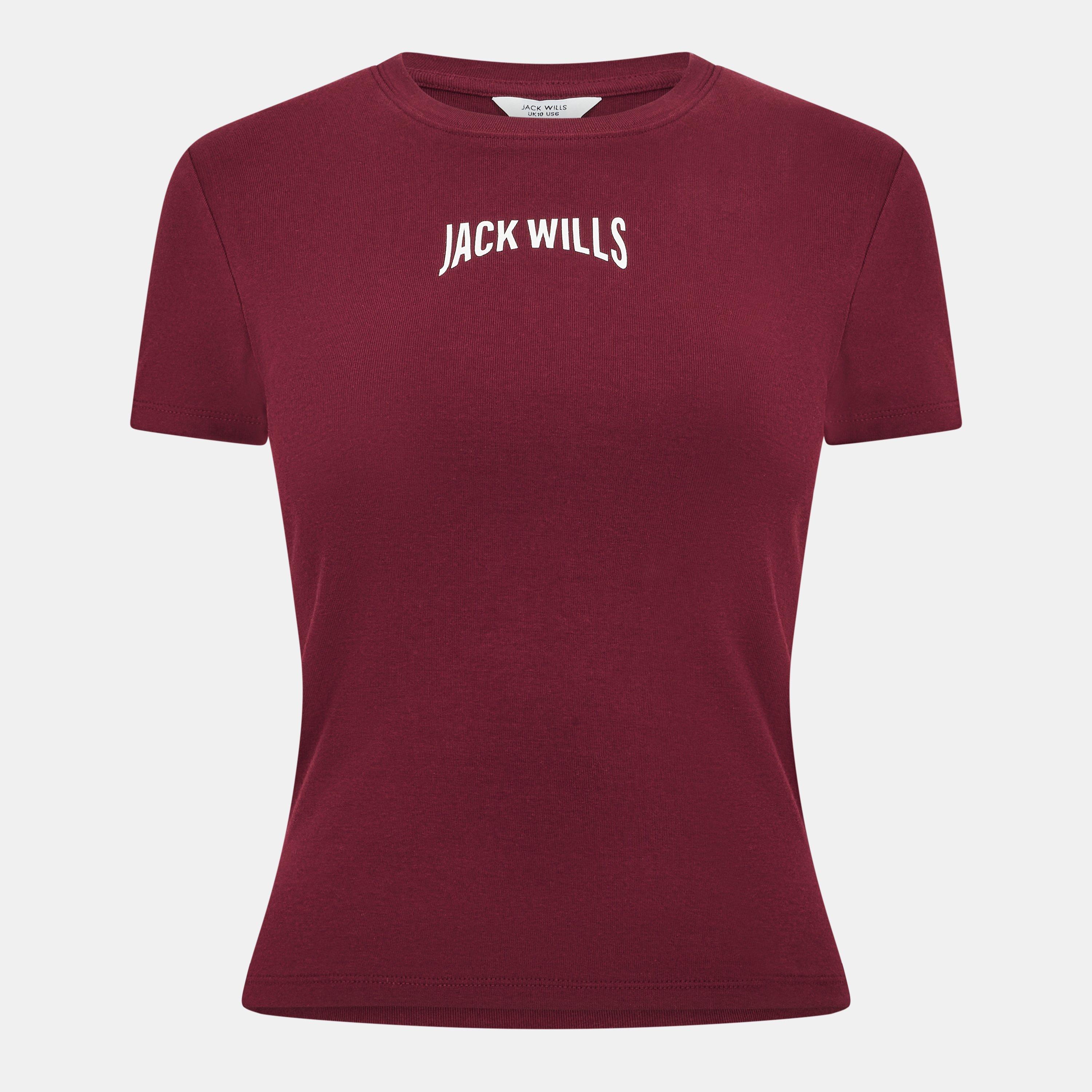 Wine - Jack Wills - Women's Graphic Baby Slim Fit T-Shirt - 1