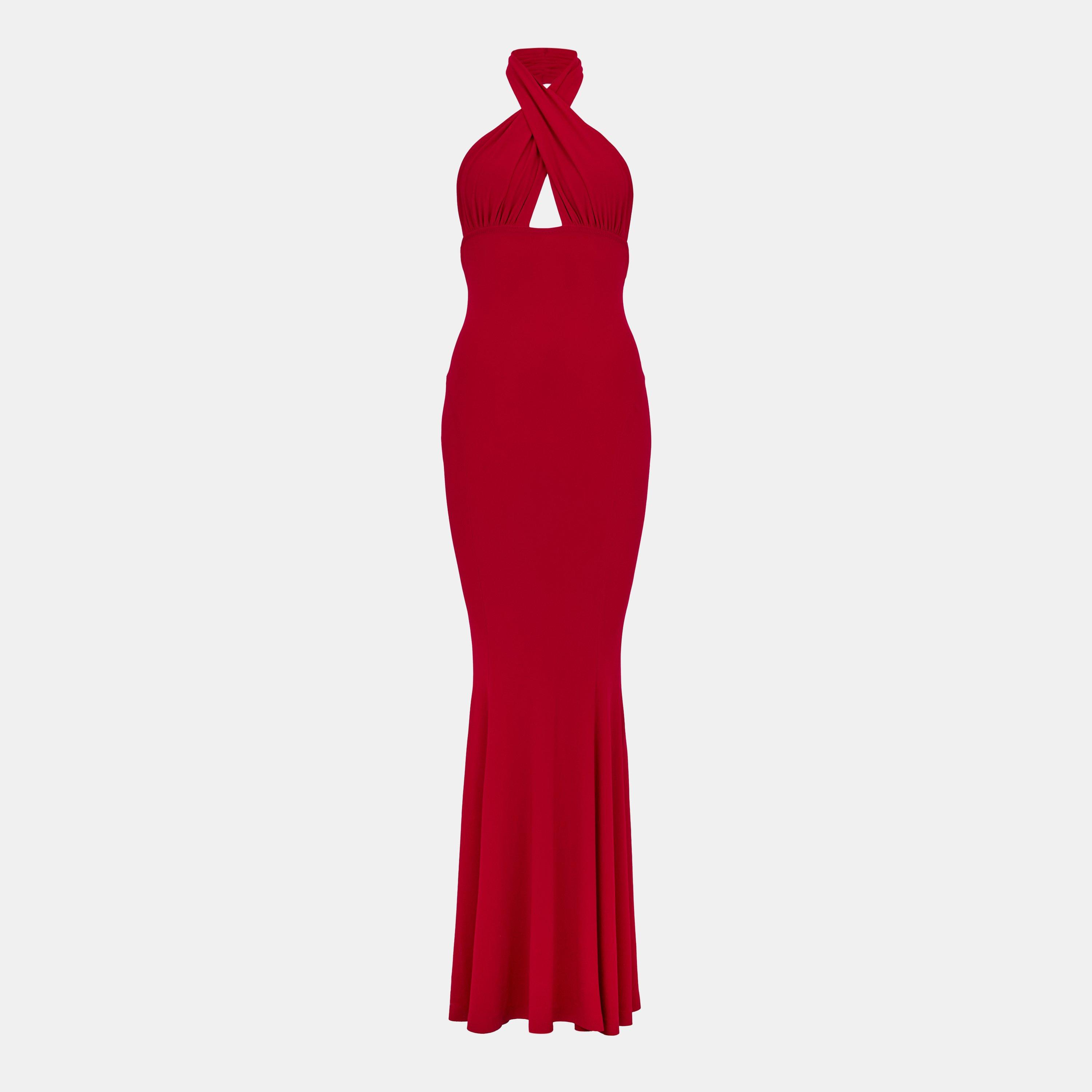 Tiger Red - Norma Kamali - Women's Draped Stretch Maxi Dress - 1
