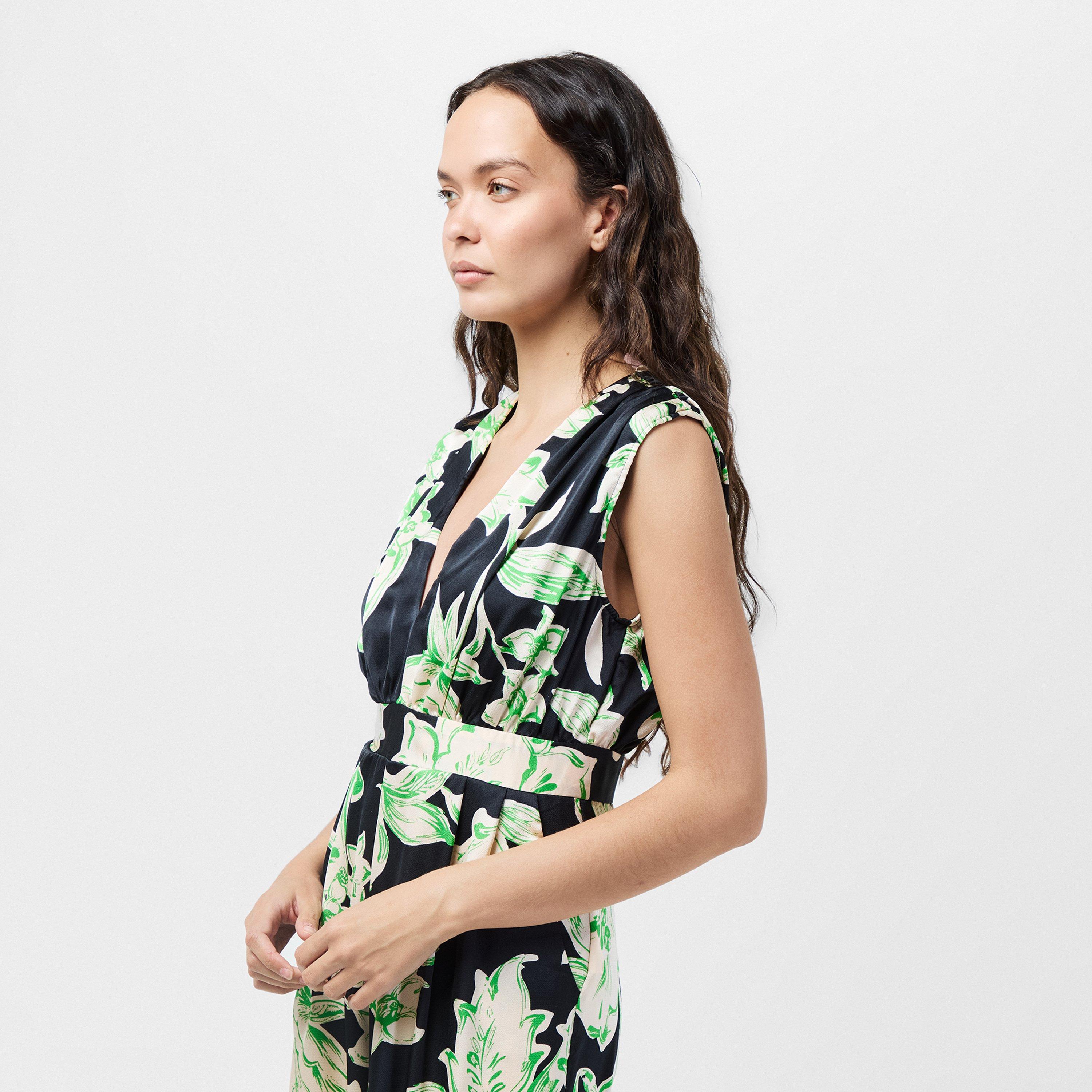 Multi - AX Paris - Multi Floral Print V Neck Sleeveless Jumpsuit - 2