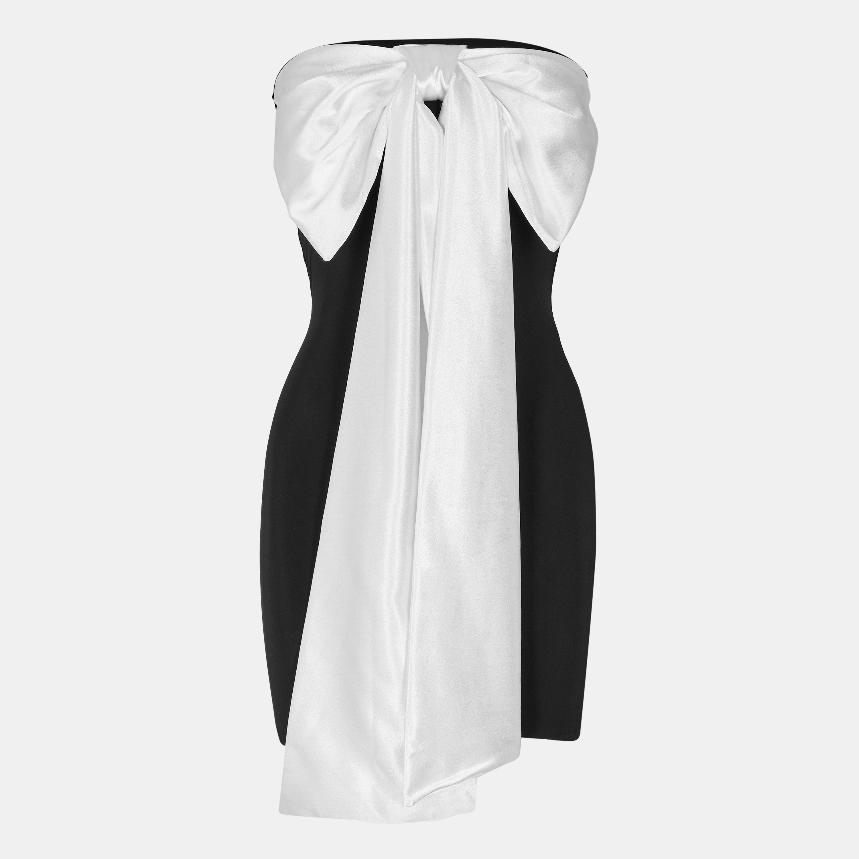 Black - AX Paris - Black Contrast Bow Detail Strapless Bodycon Mini Dress - 1