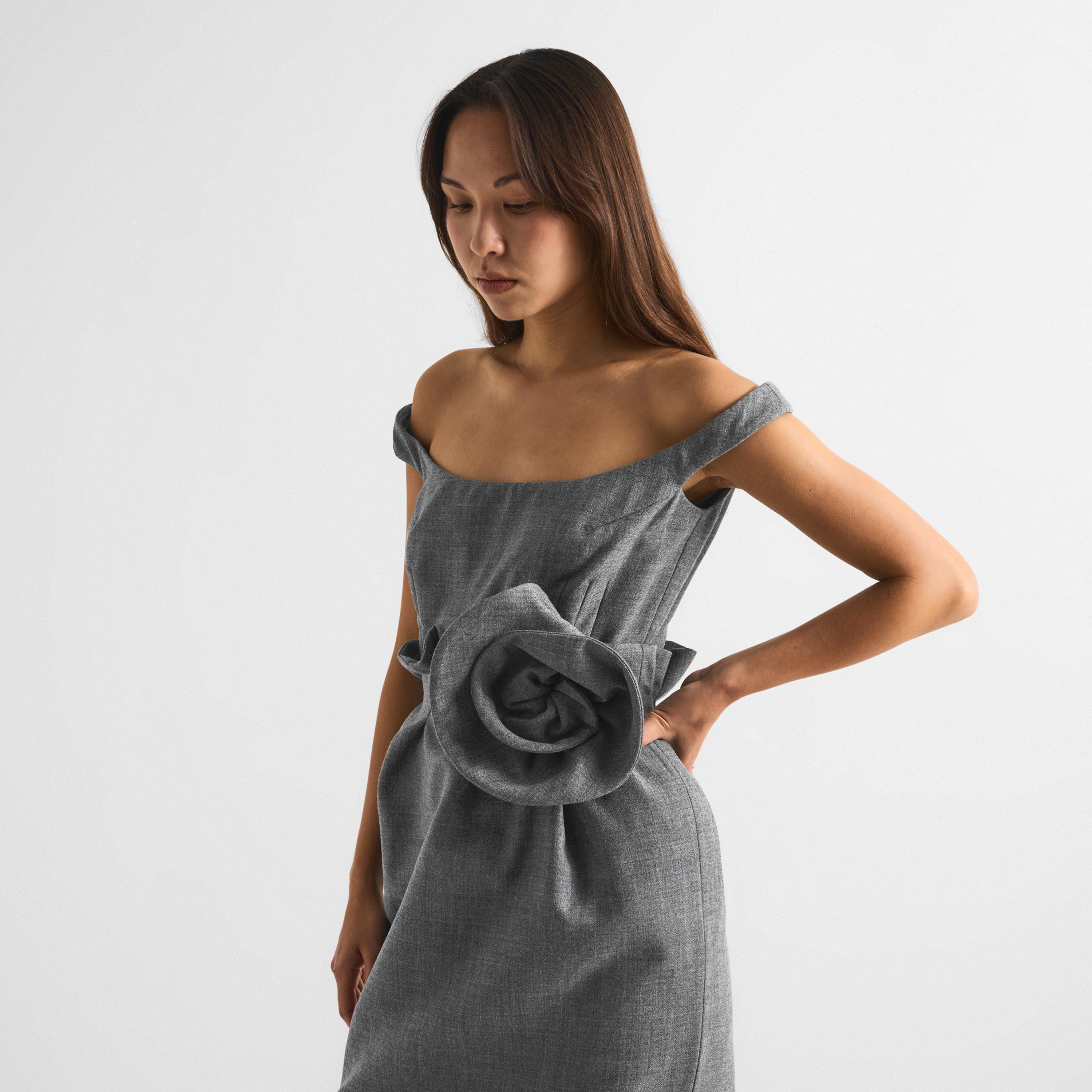 Grey - Magda Butrym - Women's Magda Wool Peplum Dress - 3