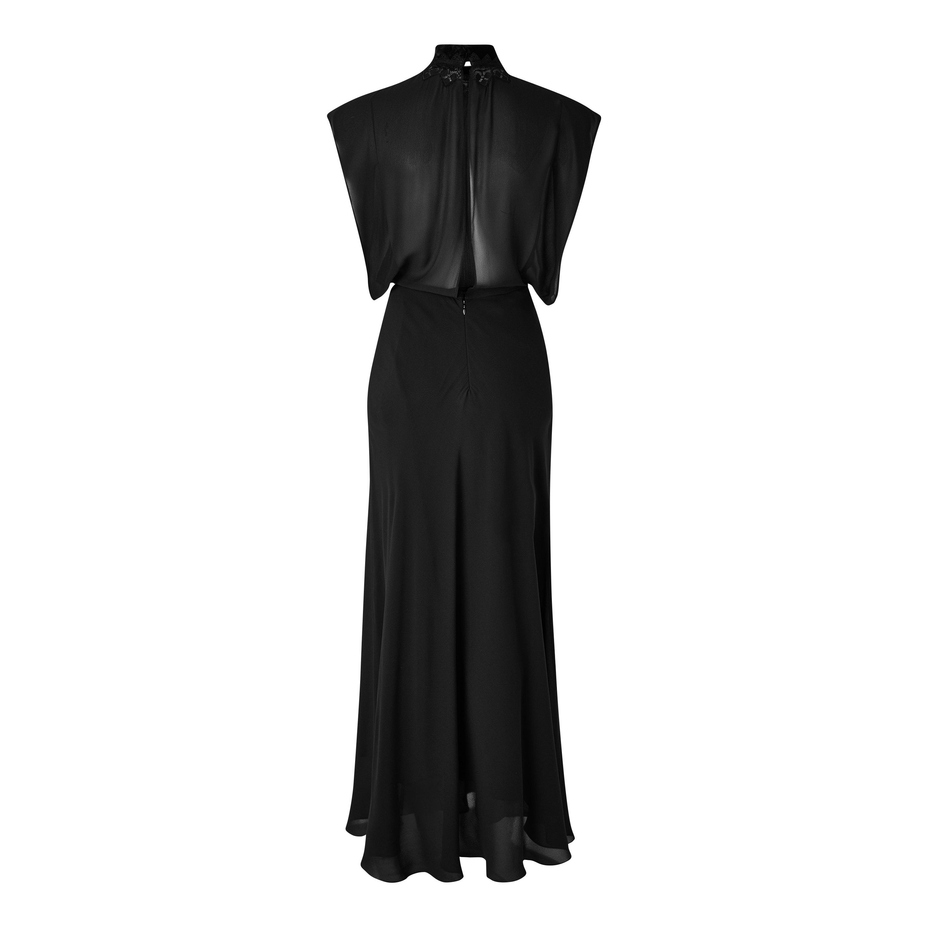 Black - Fendi - Women's Georgette Silk Maxi Dress - 2
