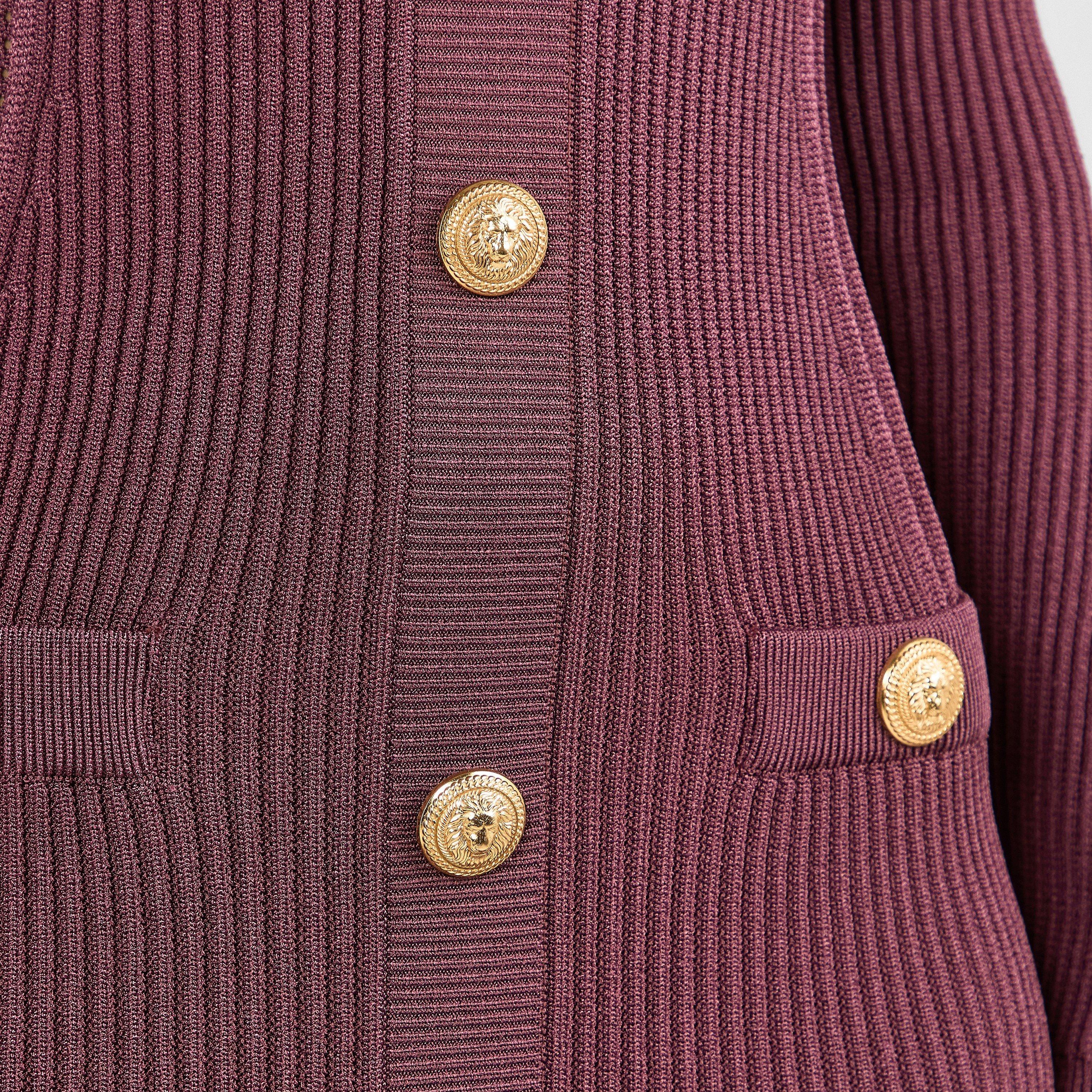 Violet - Balmain - Women's V Neck Knitted Mini Dress - 5