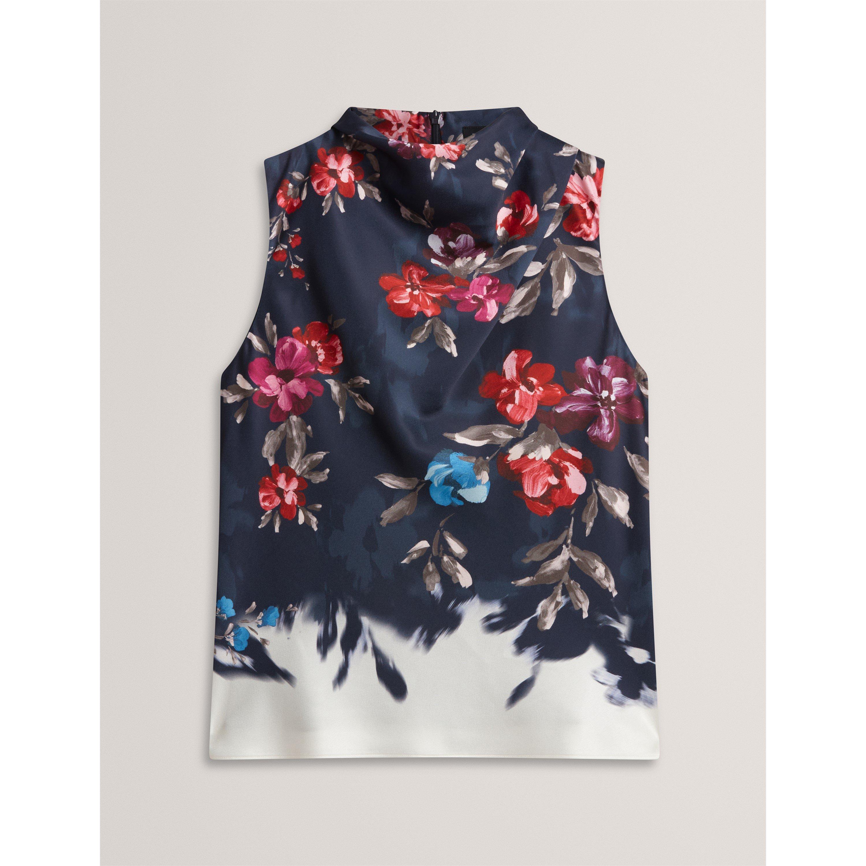Navy - Ted Baker - Ted Floral Drape Top Ld71 - 1