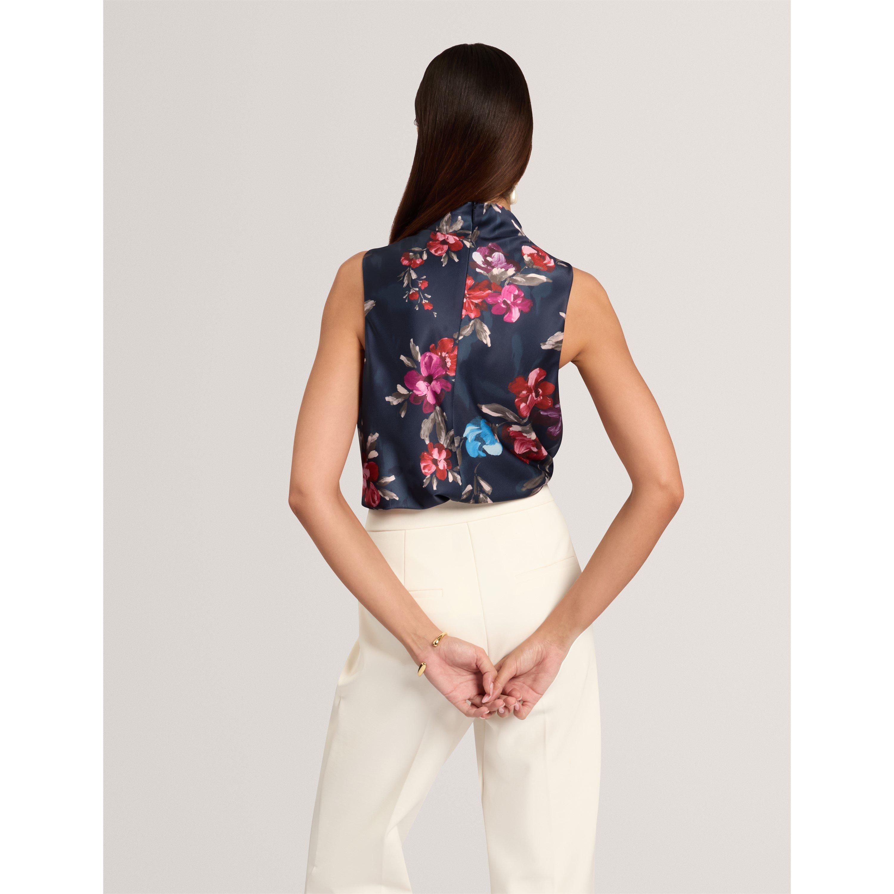 Navy - Ted Baker - Ted Floral Drape Top Ld71 - 5