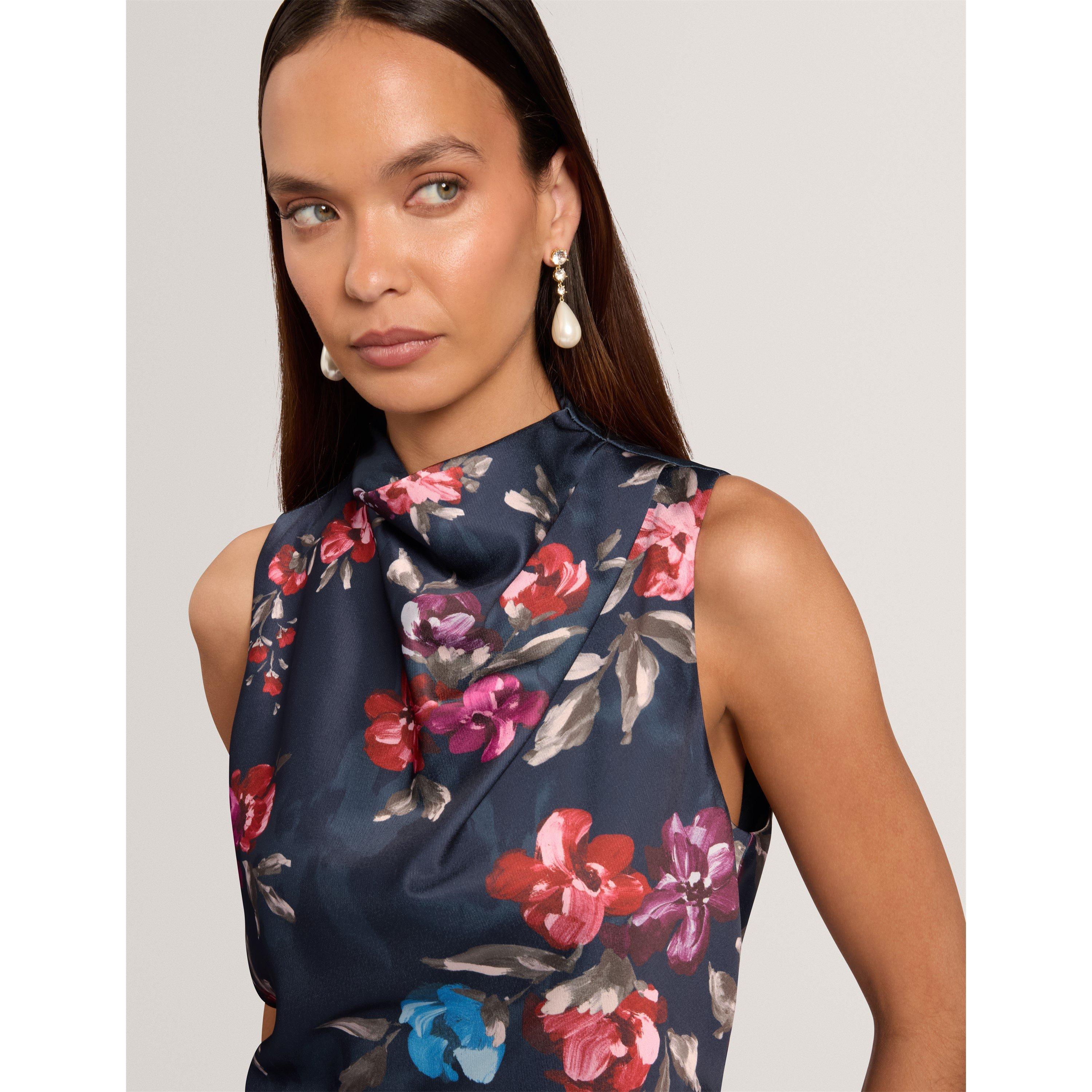 Navy - Ted Baker - Ted Floral Drape Top Ld71 - 6