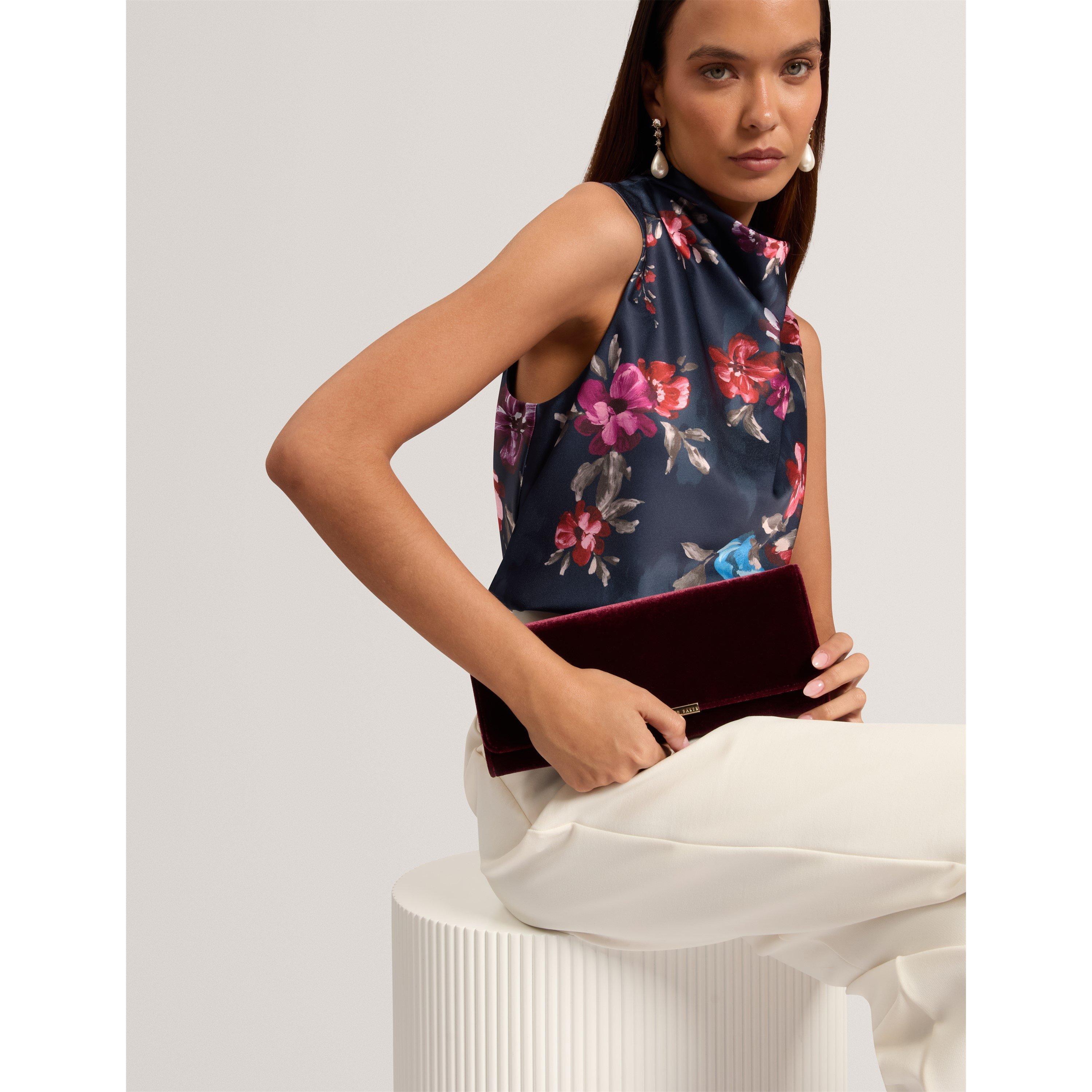 Navy - Ted Baker - Ted Floral Drape Top Ld71 - 7
