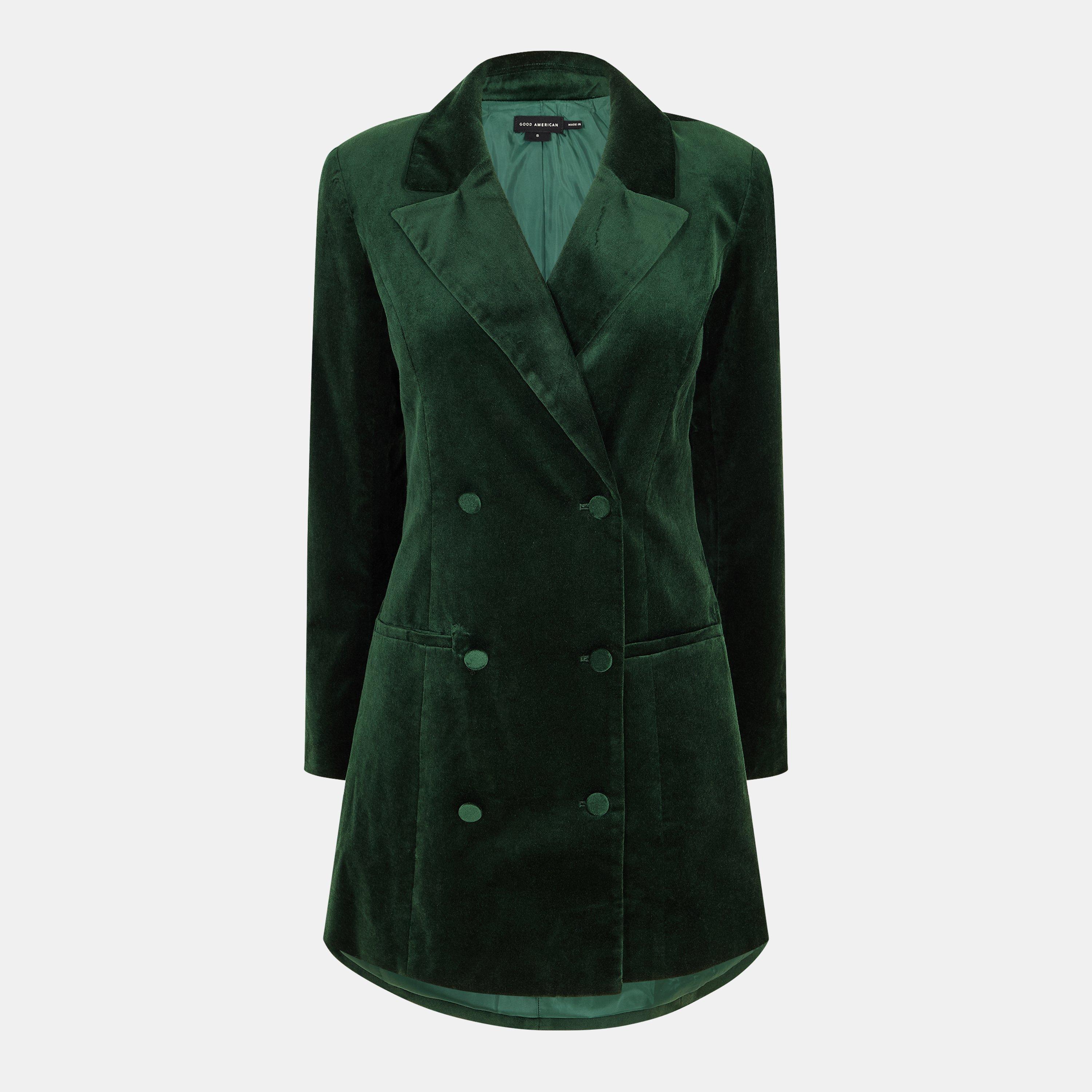 pine green003 - Good American - Women's Executive Velvet Blazer Dress - 1