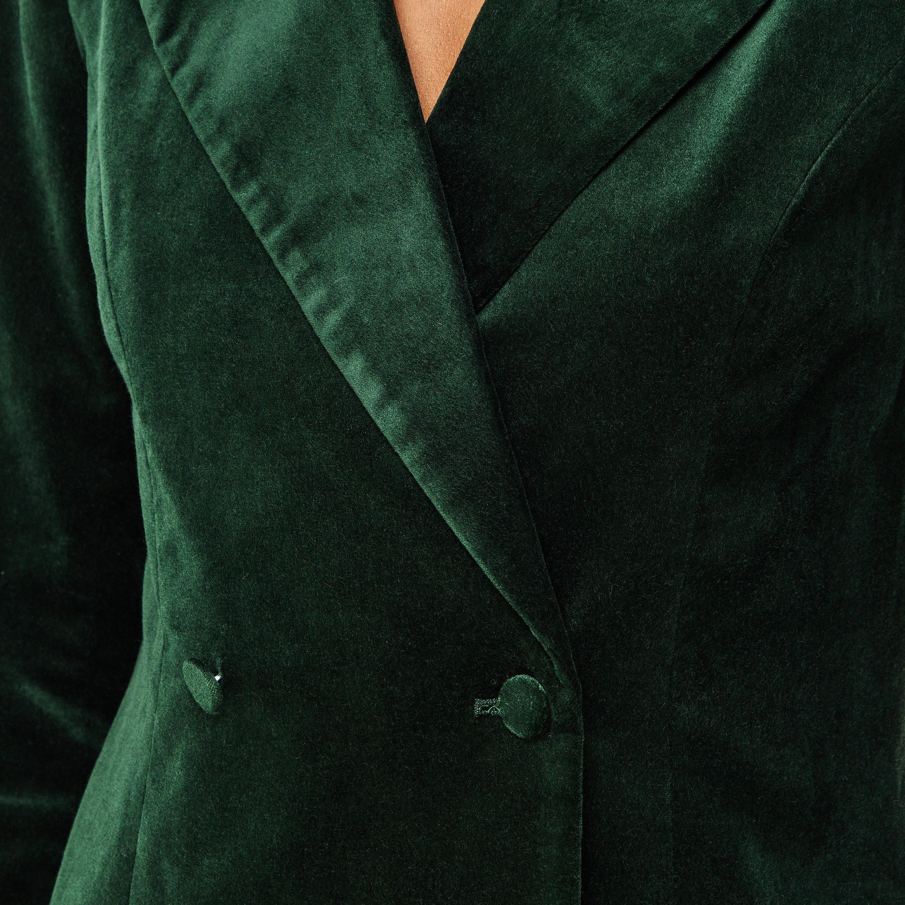 pine green003 - Good American - Women's Velvet Executive Blazer Dress - 5