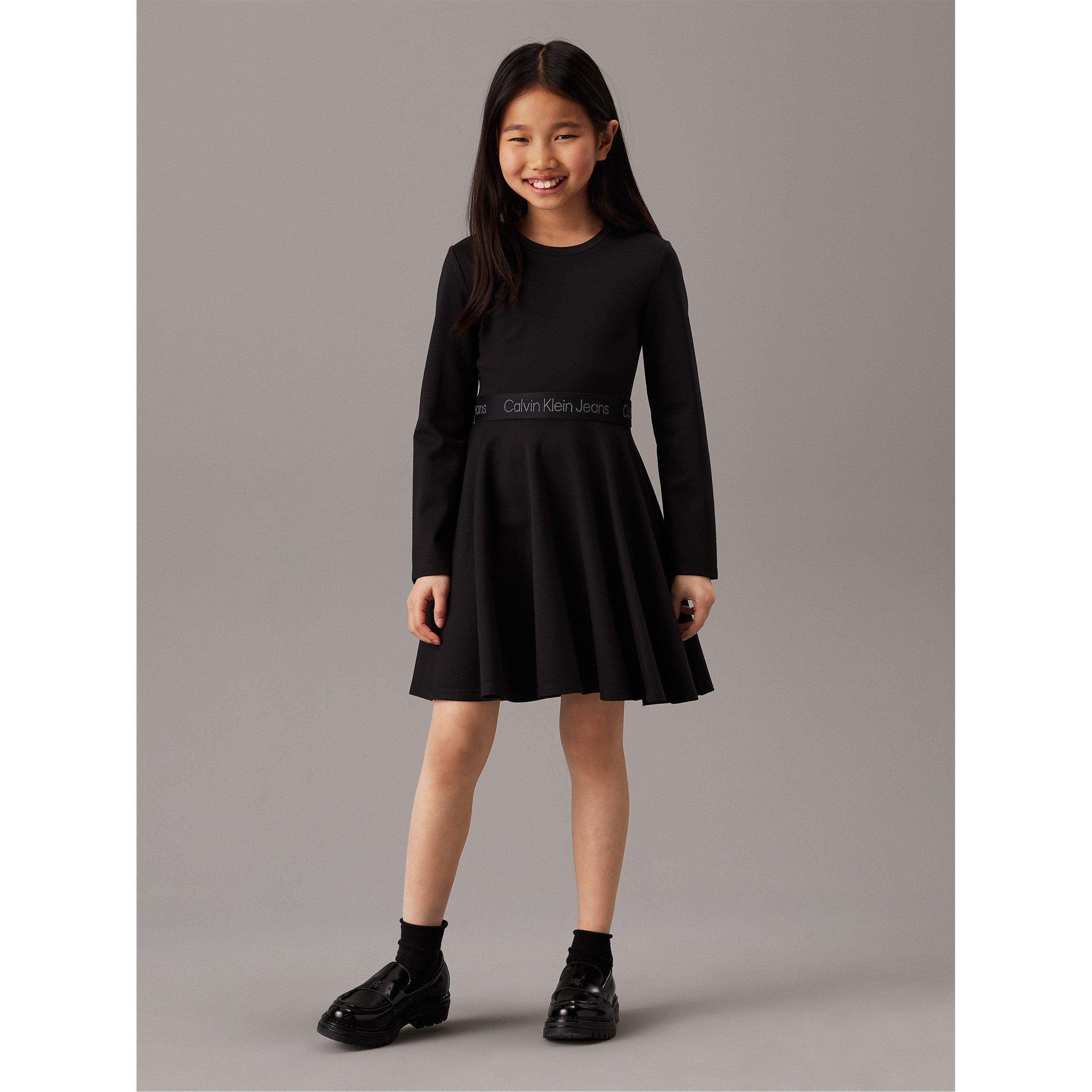 CK Black BEH - Calvin Klein Jeans - Kids' Long-Sleeve Tape Skater Dress - 2