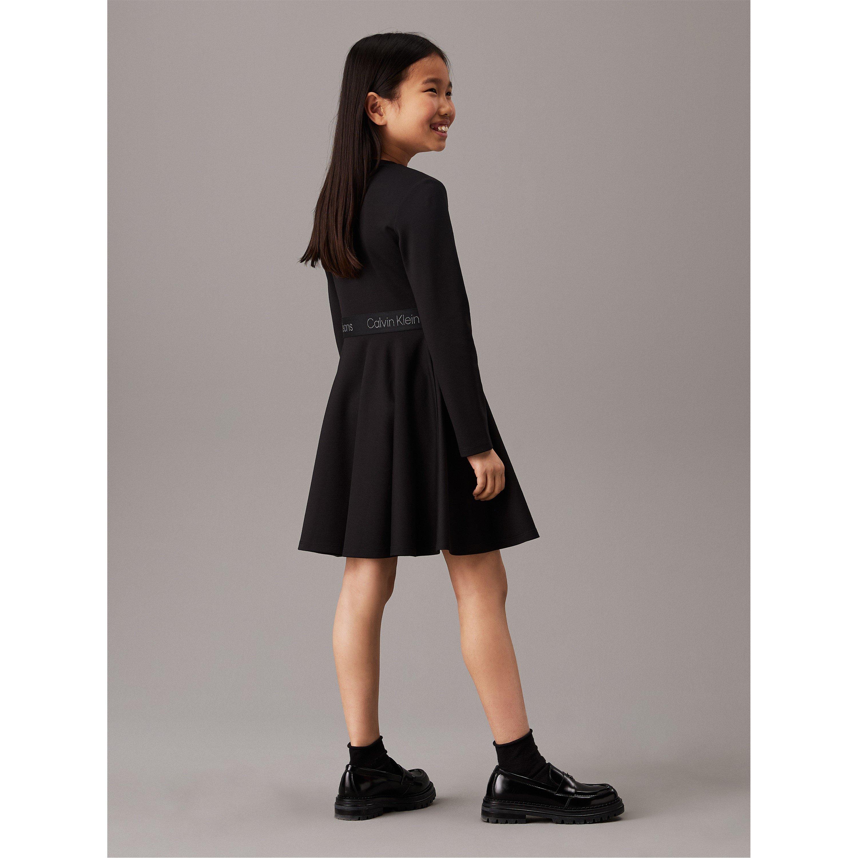 CK Black BEH - Calvin Klein Jeans - Kids' Long-Sleeve Tape Skater Dress - 3