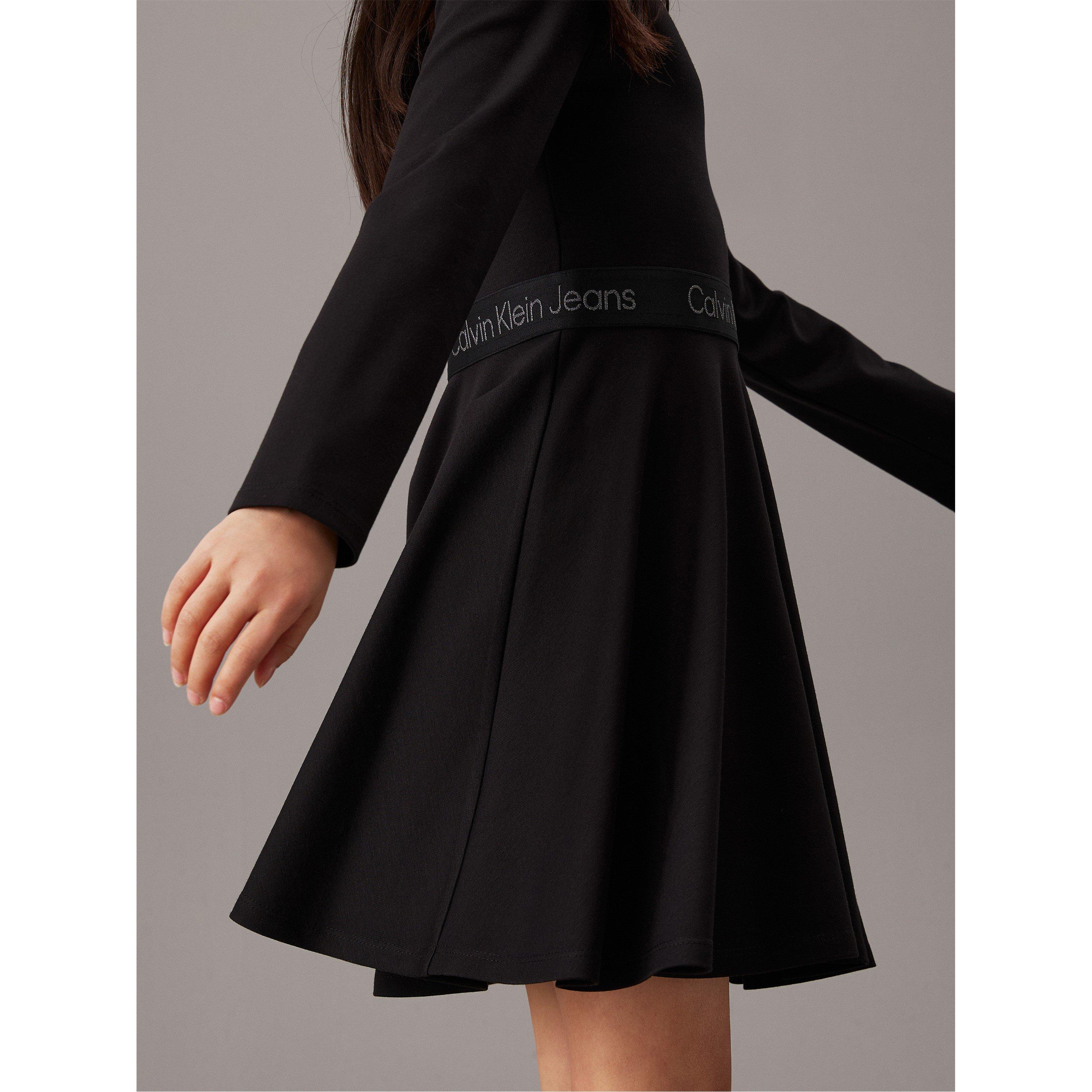 CK Black BEH - Calvin Klein Jeans - Kids' Long-Sleeve Tape Skater Dress - 5