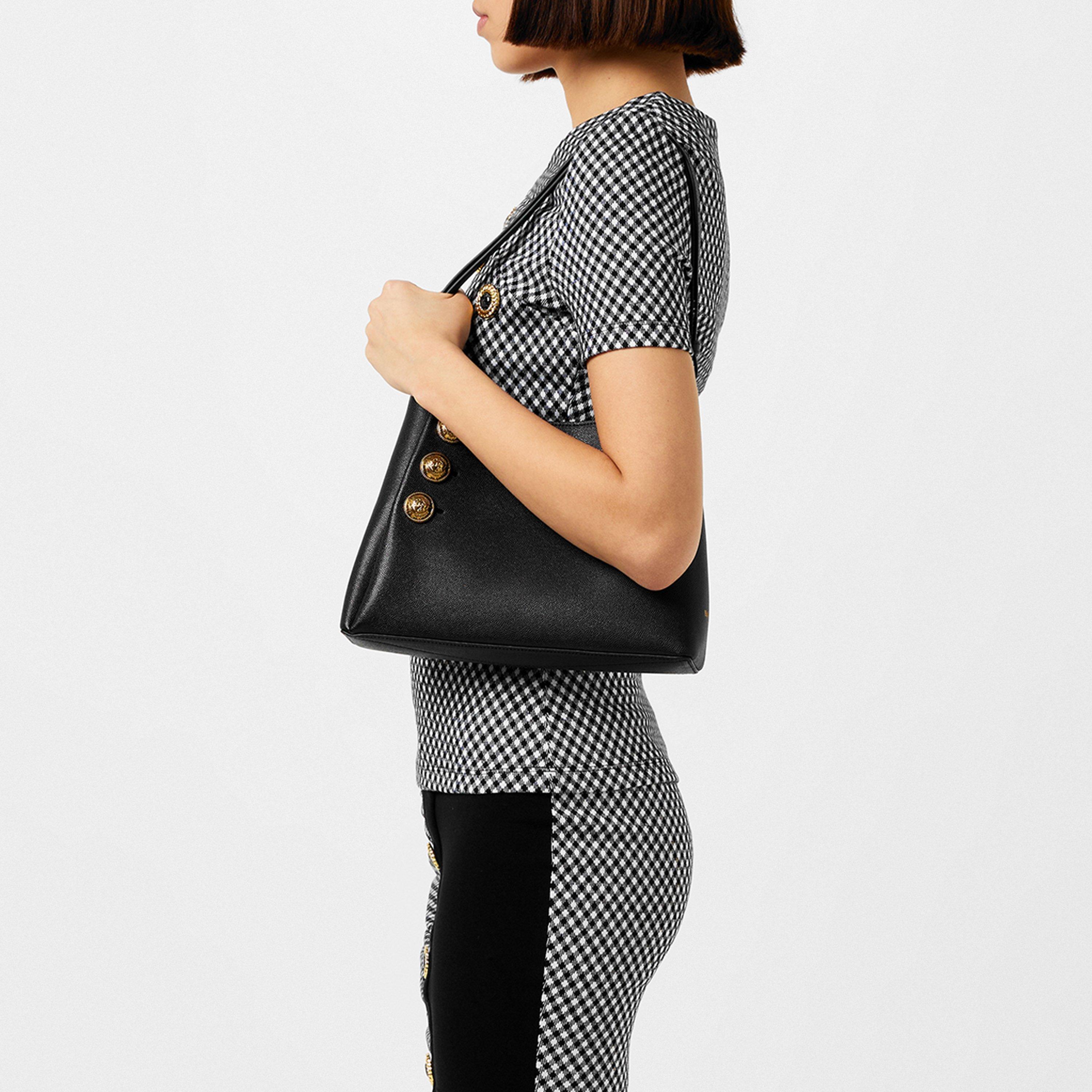 NOIR/BLANC - Balmain - Women's Button Embellished Check Wrap Top - 2