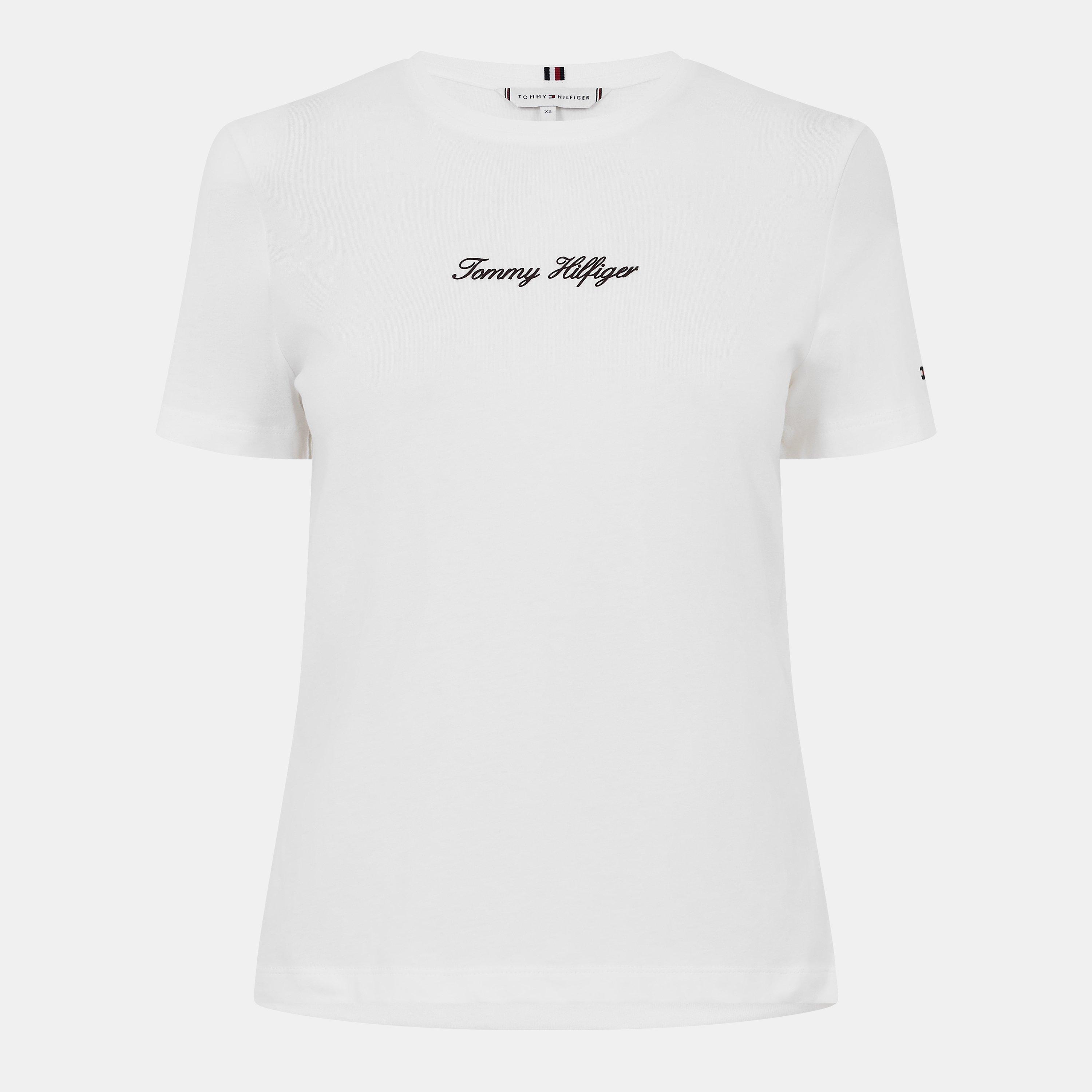Tommy Hilfiger Women's Script Short Sleeve T-Shirt - Ecru - 12 (M)