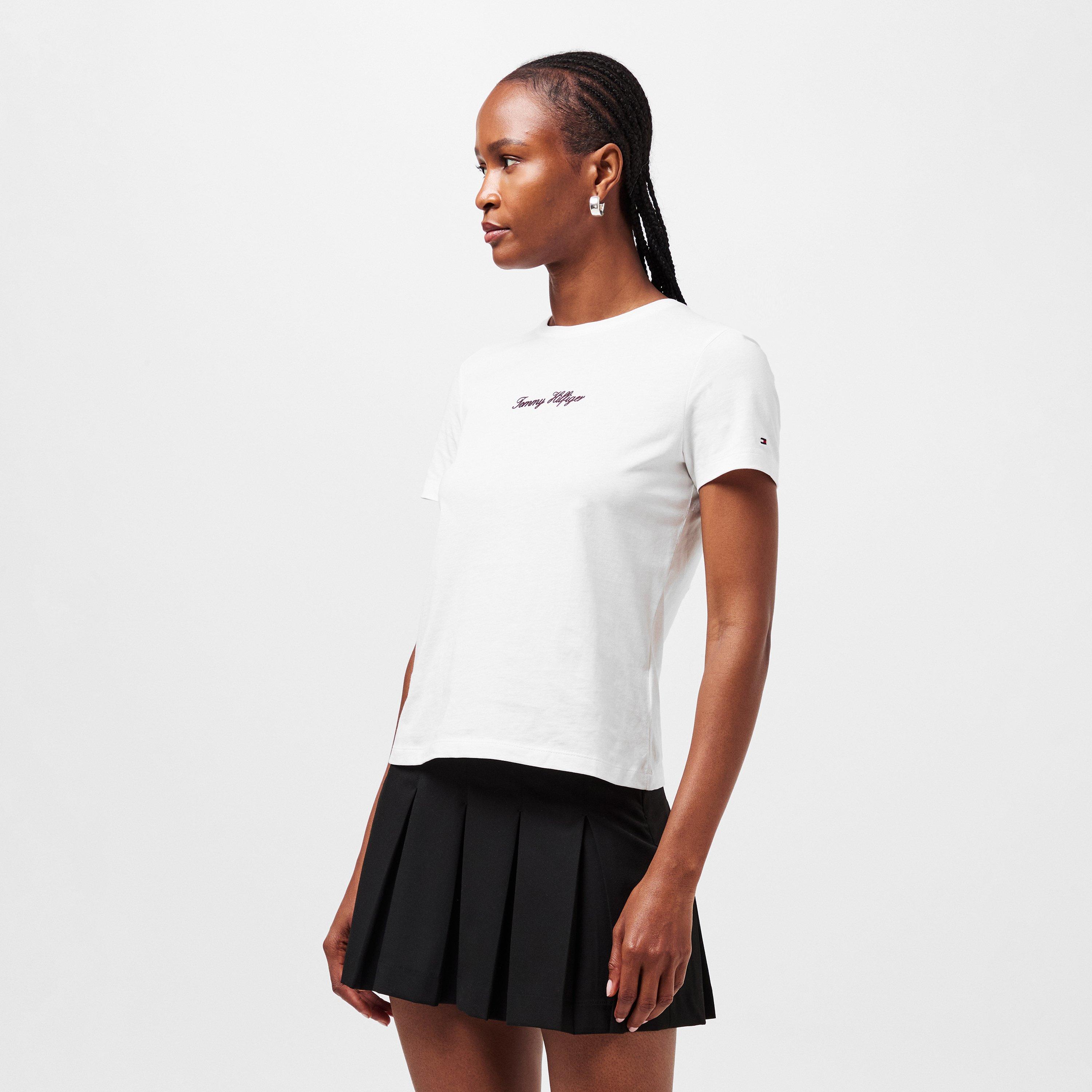 Ecru - Tommy Hilfiger - Women's Script Short-Sleeve Regular Fit T-Shirt - 3