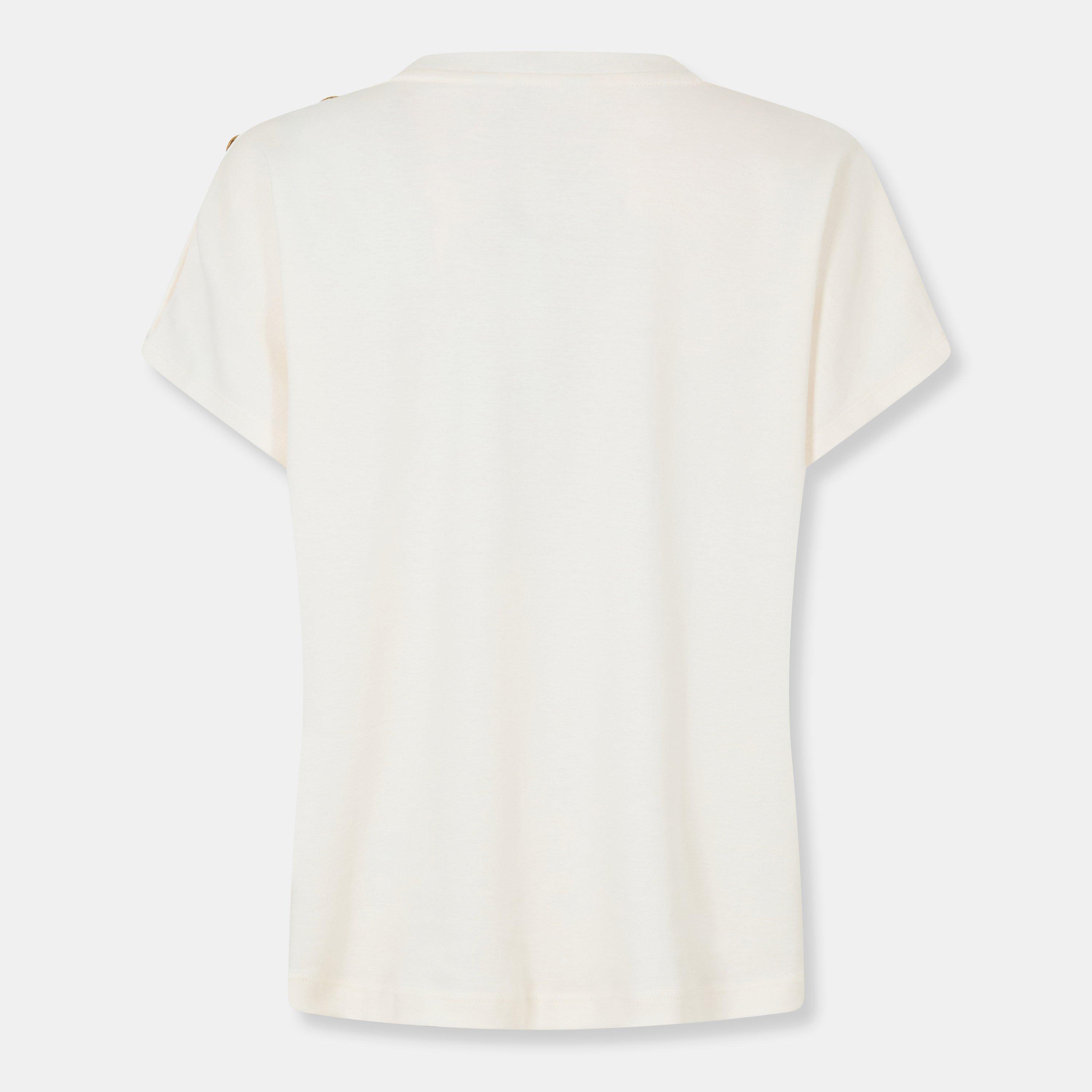 Ivory Silk - Tommy Hilfiger - Women's Gold Button Short-Sleeve Regular Fit T-Shirt - 2