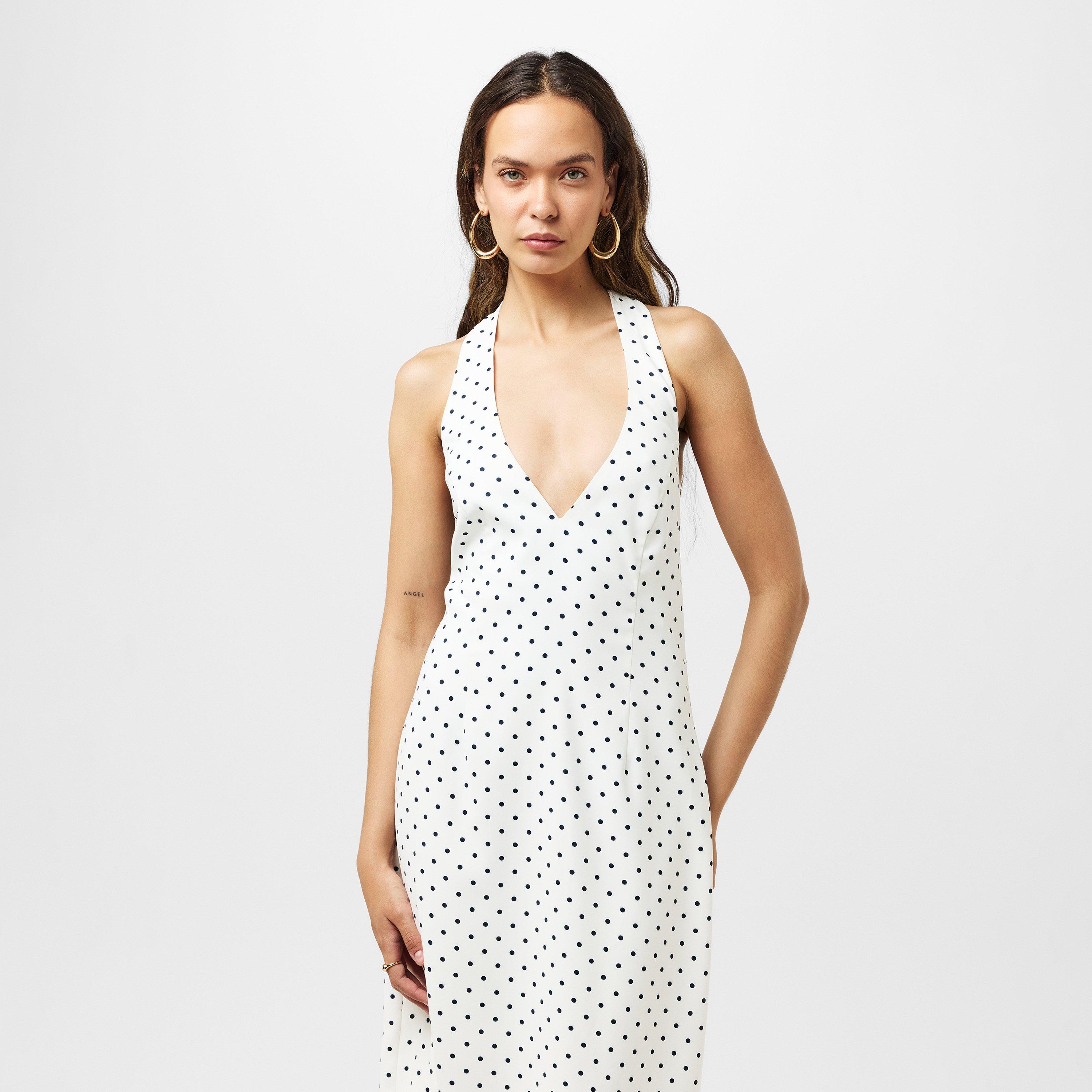 White Polka - Odd Muse - The Ultimate Muse V-Neck Midi Dress - 3