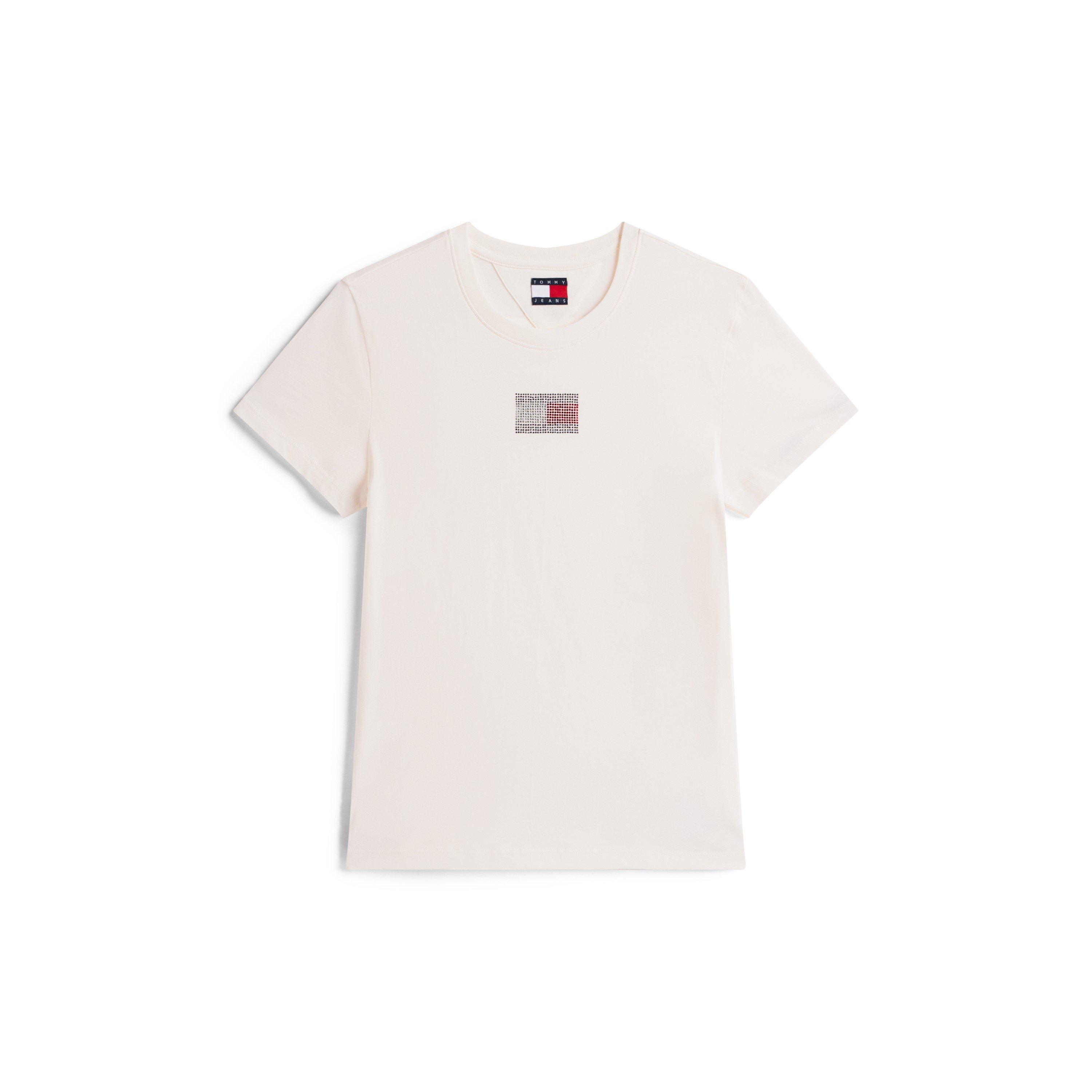 Tommy Jeans Women's Tj Part Flag Regular Fit T-Shirt - Ancient White - 16 (XL)