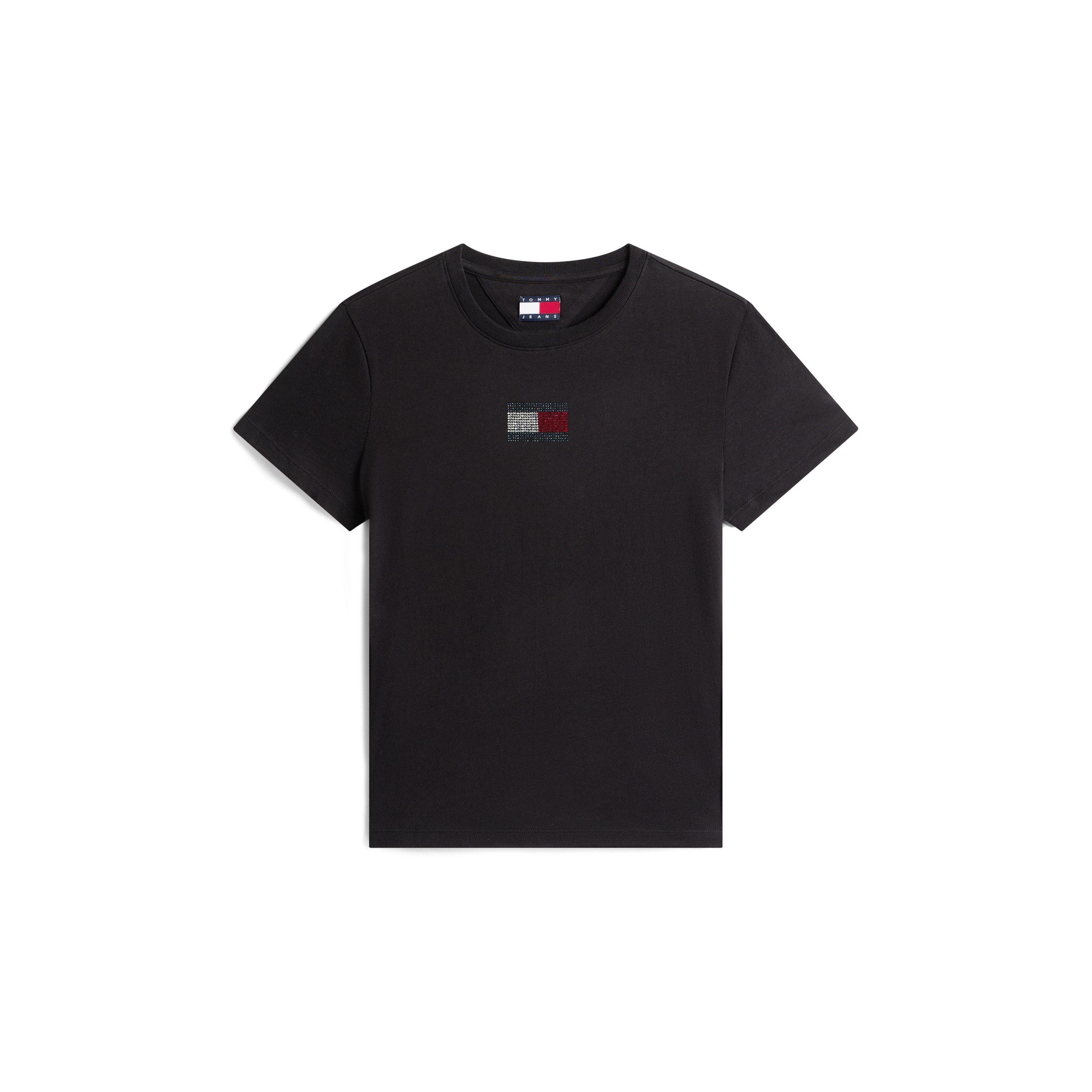 Crna - Tommy Jeans - Women's TJ Part Flag Regular Fit T-Shirt - 1