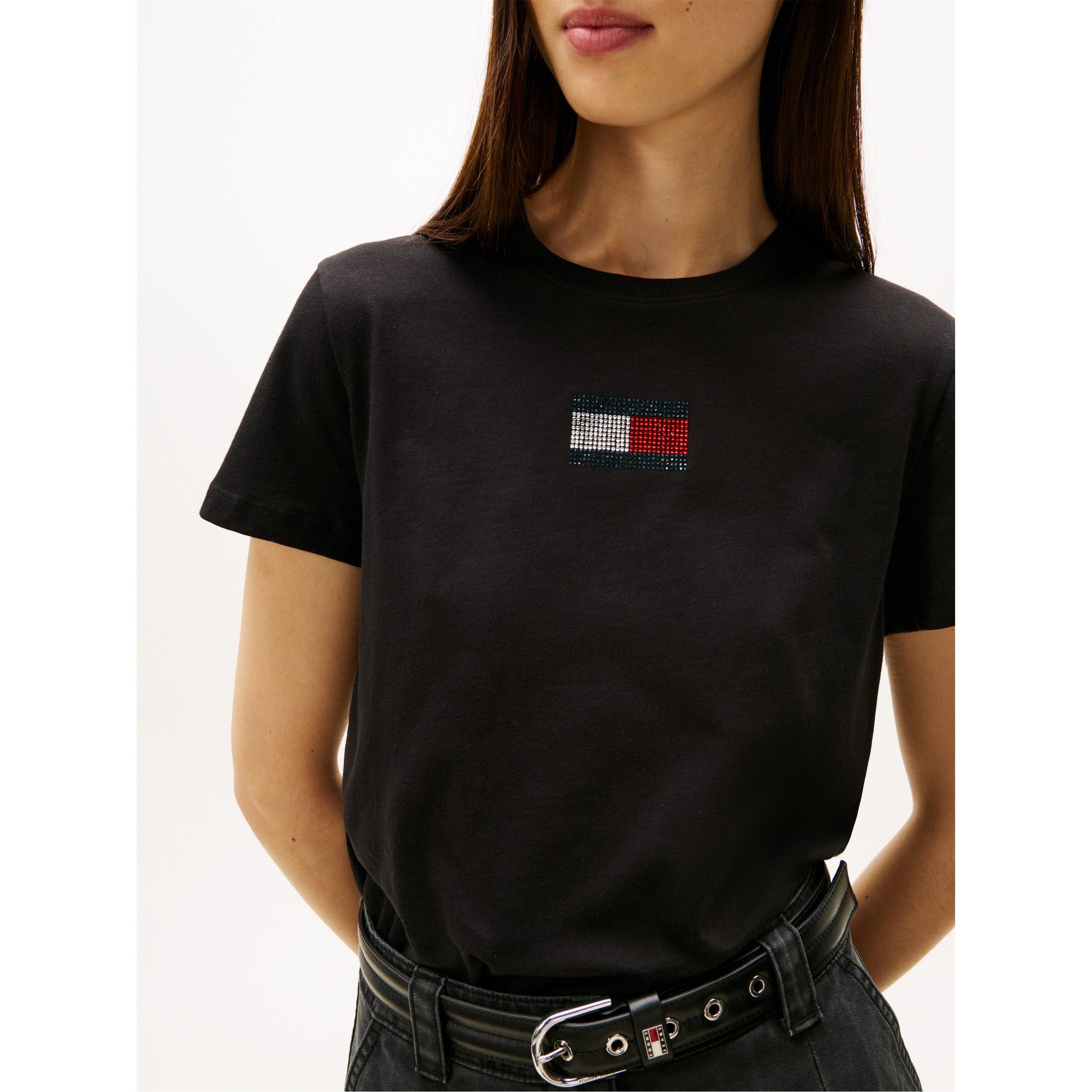 Black - Tommy Jeans - Women's TJ Part Flag Regular Fit T-Shirt - 5