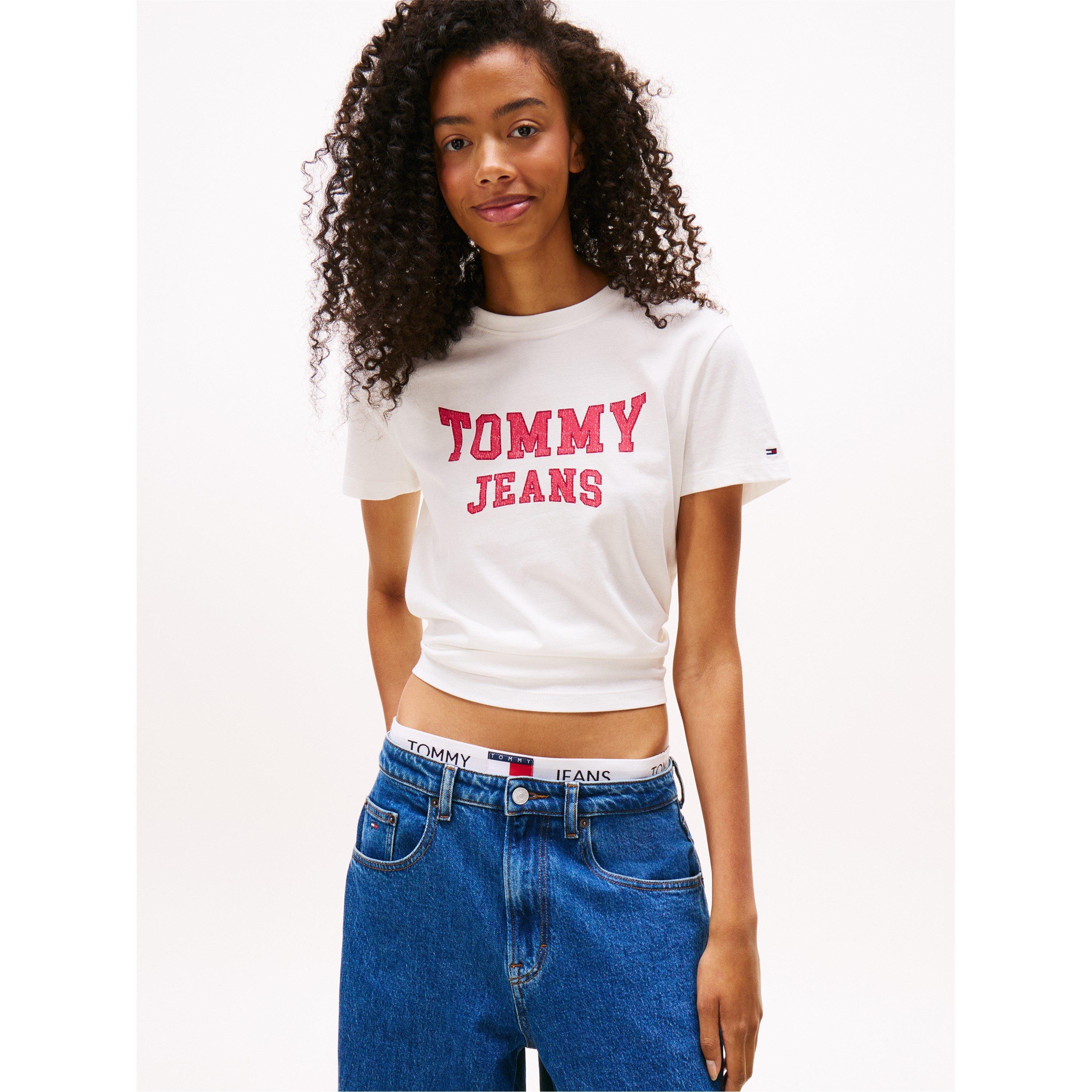 Ecru - Tommy Jeans - Women's TJ Varsity Regular Fit T-Shirt - 5