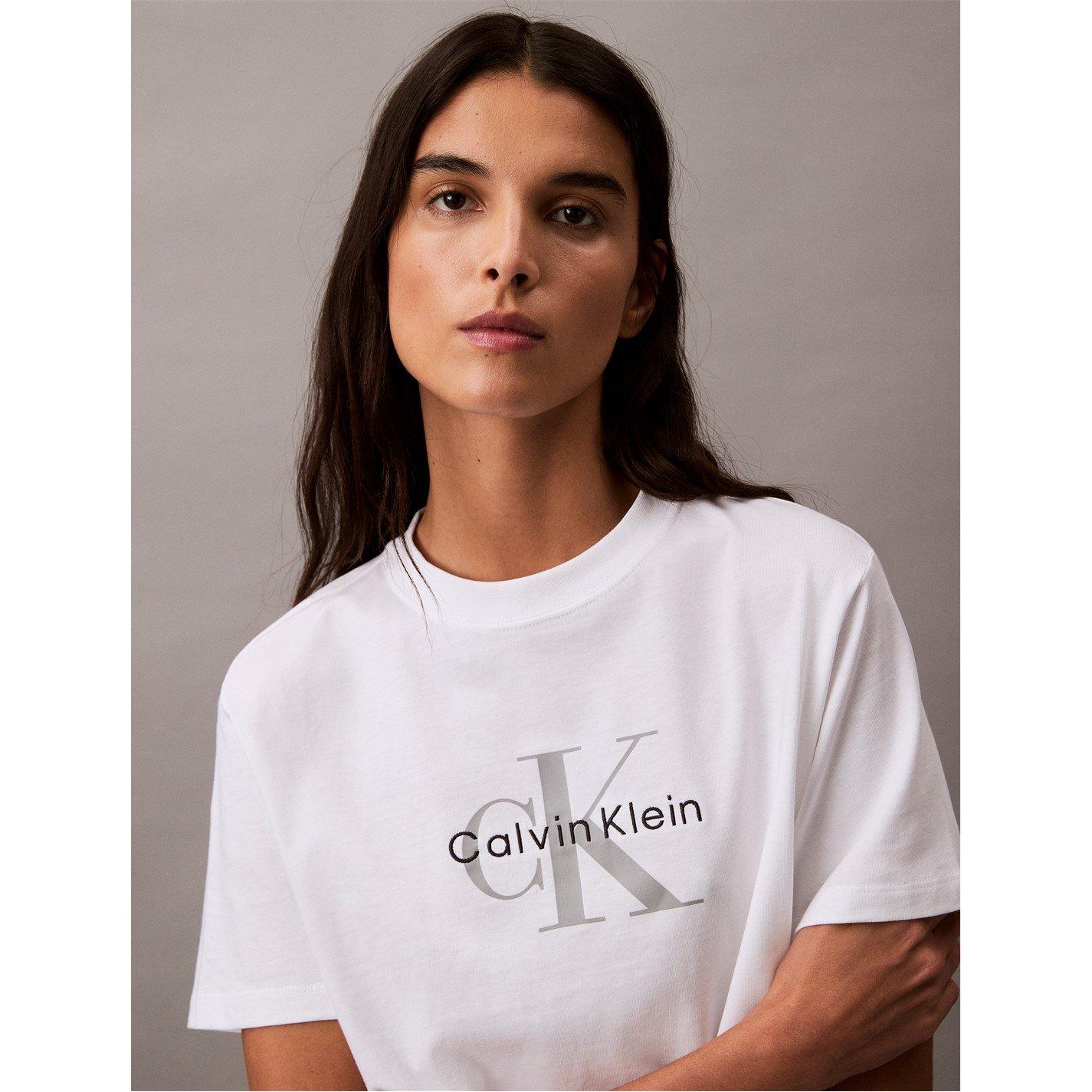 Calvin Klein Jeans Women's Ckj Mono Hero Regular Fit T-Shirt - White - 16 (XL)