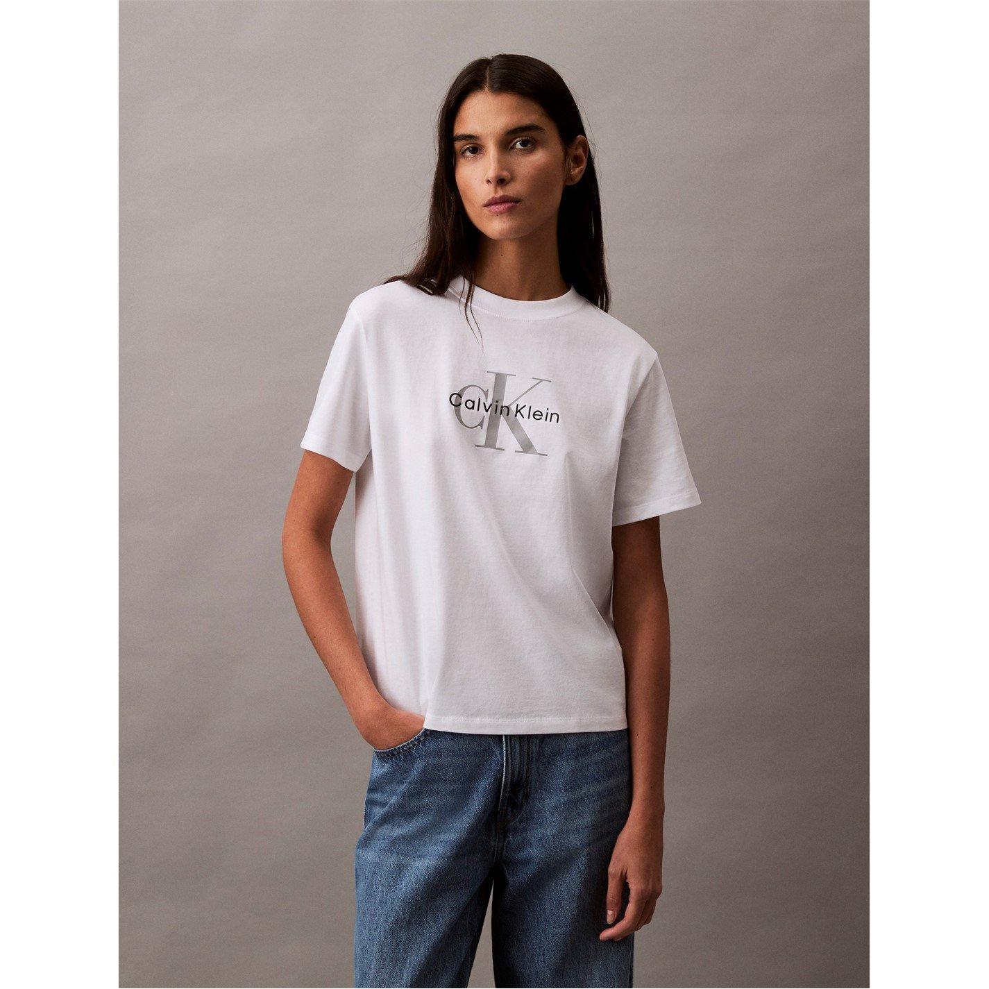 White - Calvin Klein Jeans - Women's CKJ Mono Hero Regular Fit T-Shirt - 2