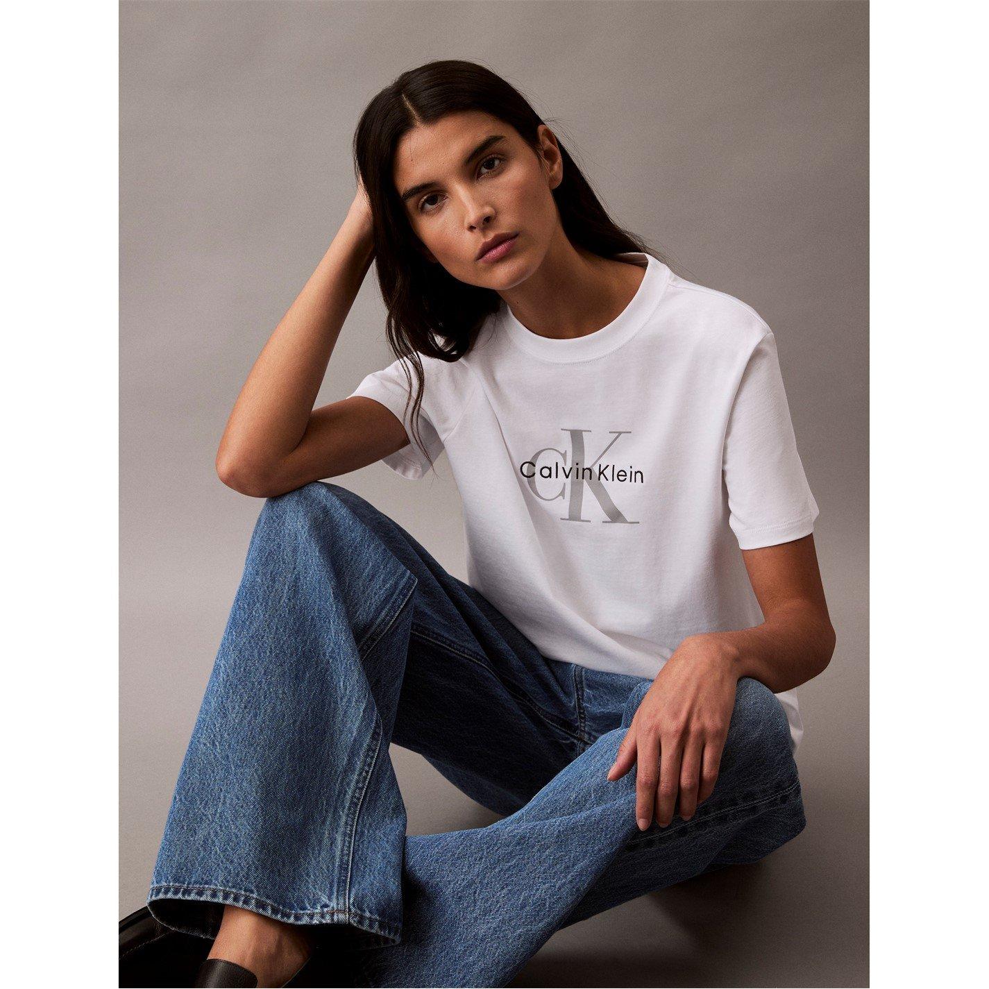 White - Calvin Klein Jeans - Women's CKJ Mono Hero Regular Fit T-Shirt - 4