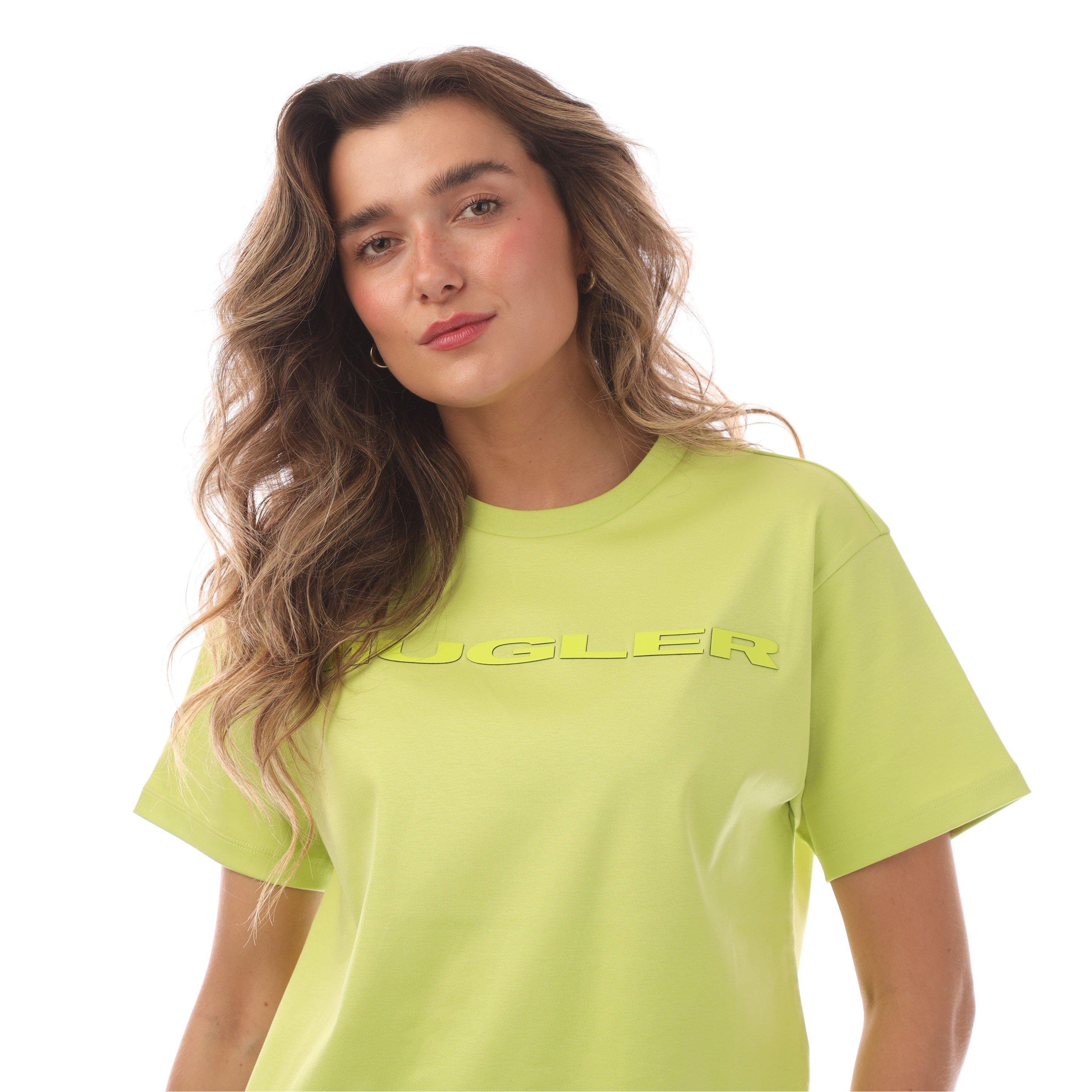 Green - Mugler - Women's Logo Regular Fit T-Shirt - 2